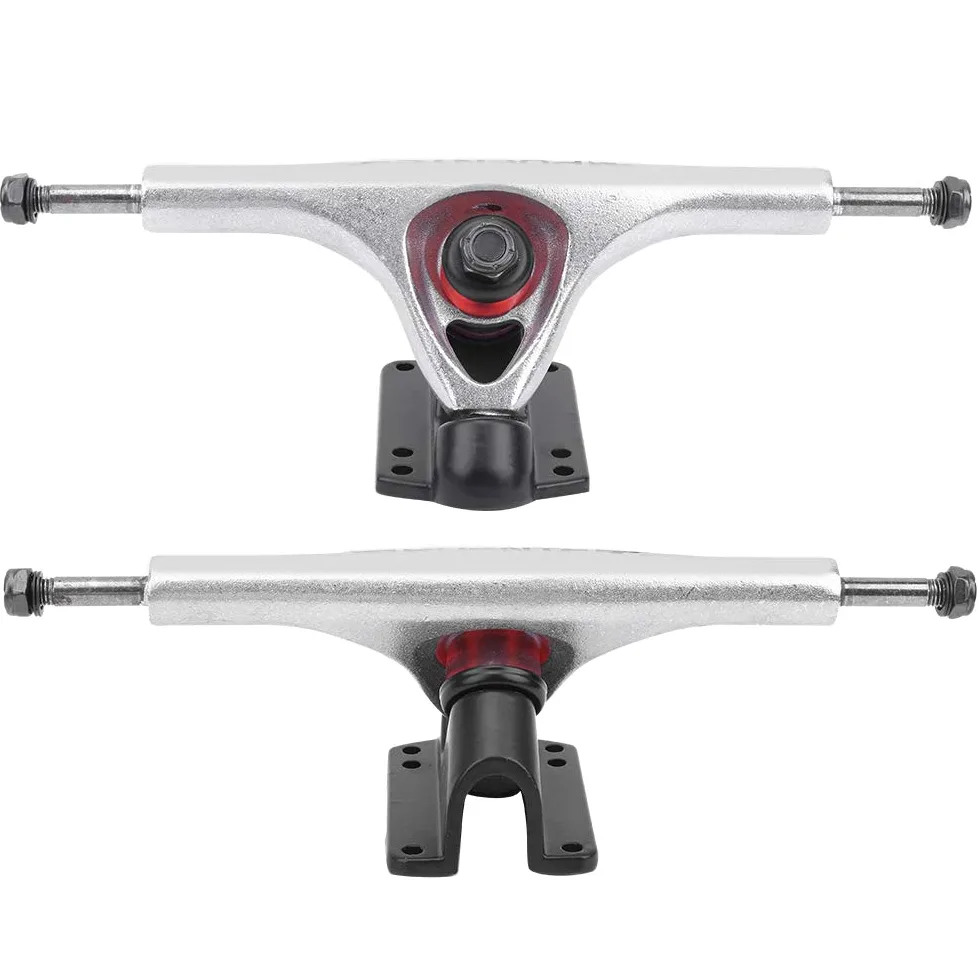Tiiyee Eje de Monopatín, Longboard Camiones Patinar Aleación Aluminio Longboards Trucks Skateboard Truck Transmisión Skate Trueno Pulido Ejes Monopatines para Accesorio Monopatíns(Plata)