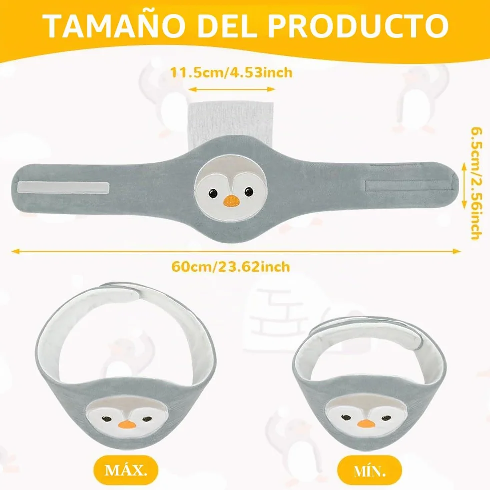 Vicloon Cinturón Anticólico para Bebé, Cojín Térmico Ajustable con Partículas de Arcilla, Lavable, para Dolor Abdominal (Pingüino)