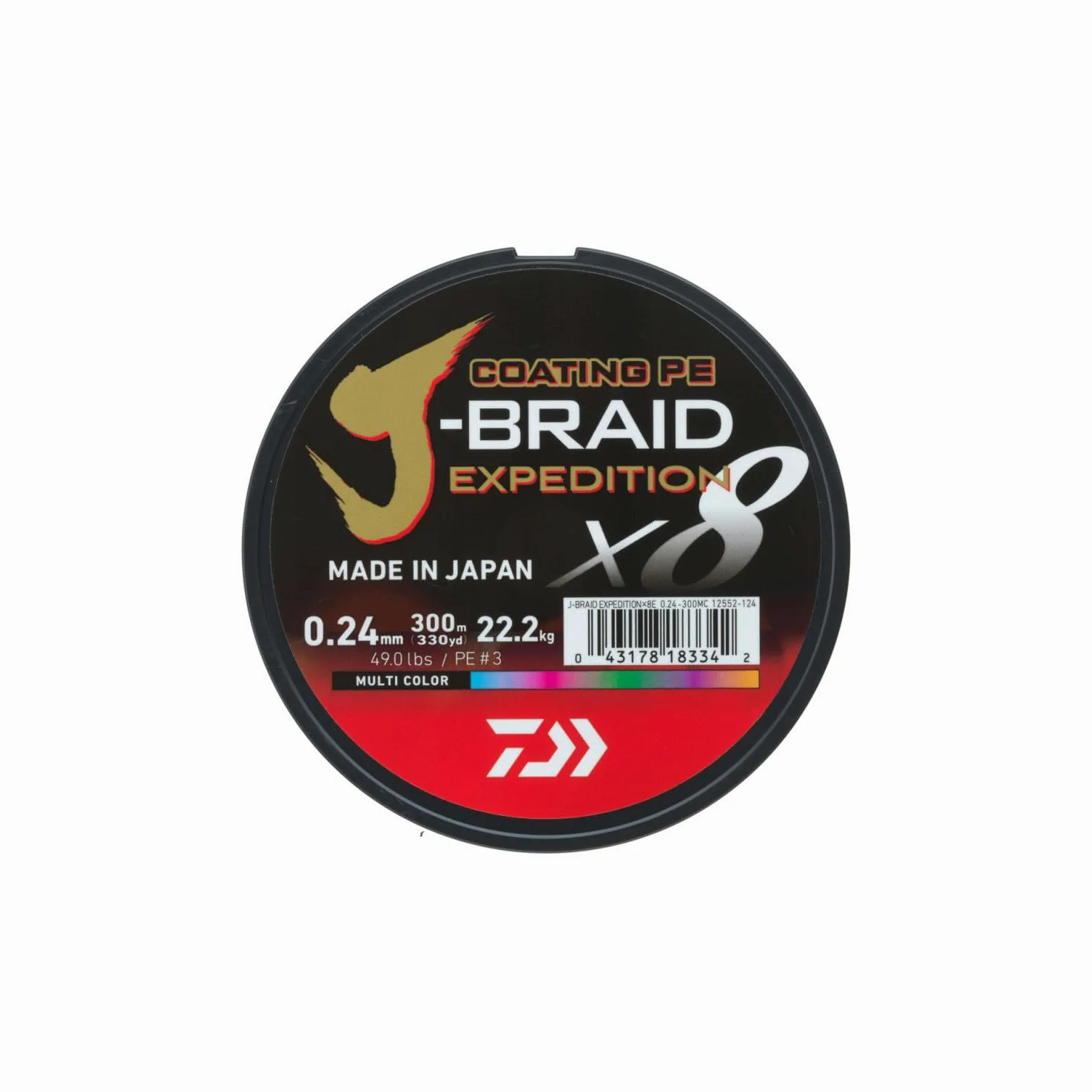 DAIWA J-Braid Expedition X8E, 3000m, Multi-Color, Sedal Trenzado, Hilo de Pescar