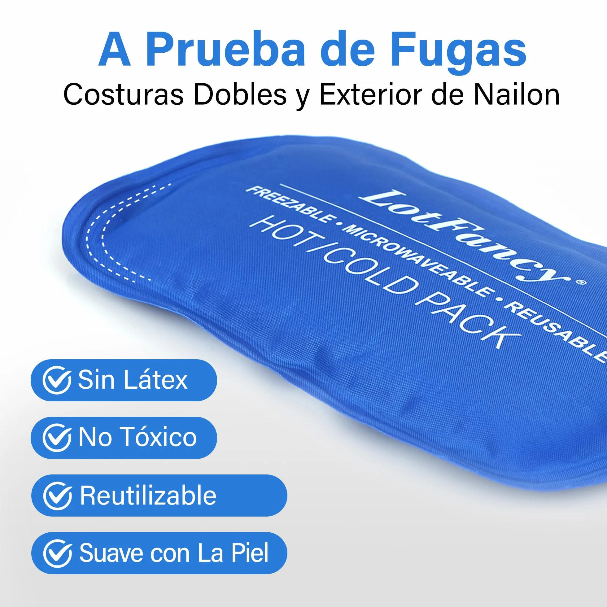 LotFancy 2Pcs Bolsas de Gel Frío o Calor Reutilizables con Banda Elástica, 27x12cm