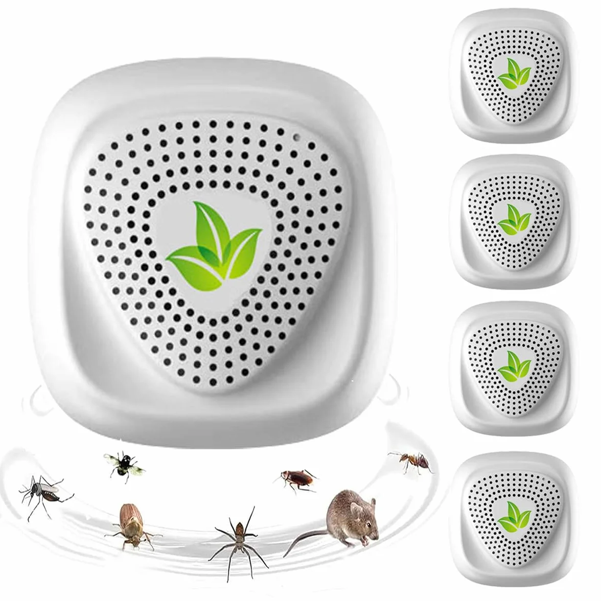 Repellente de plagas ultrasónico 4 paquetes, Control electrónico de mosquitos, Seguro para humanos y mascotas