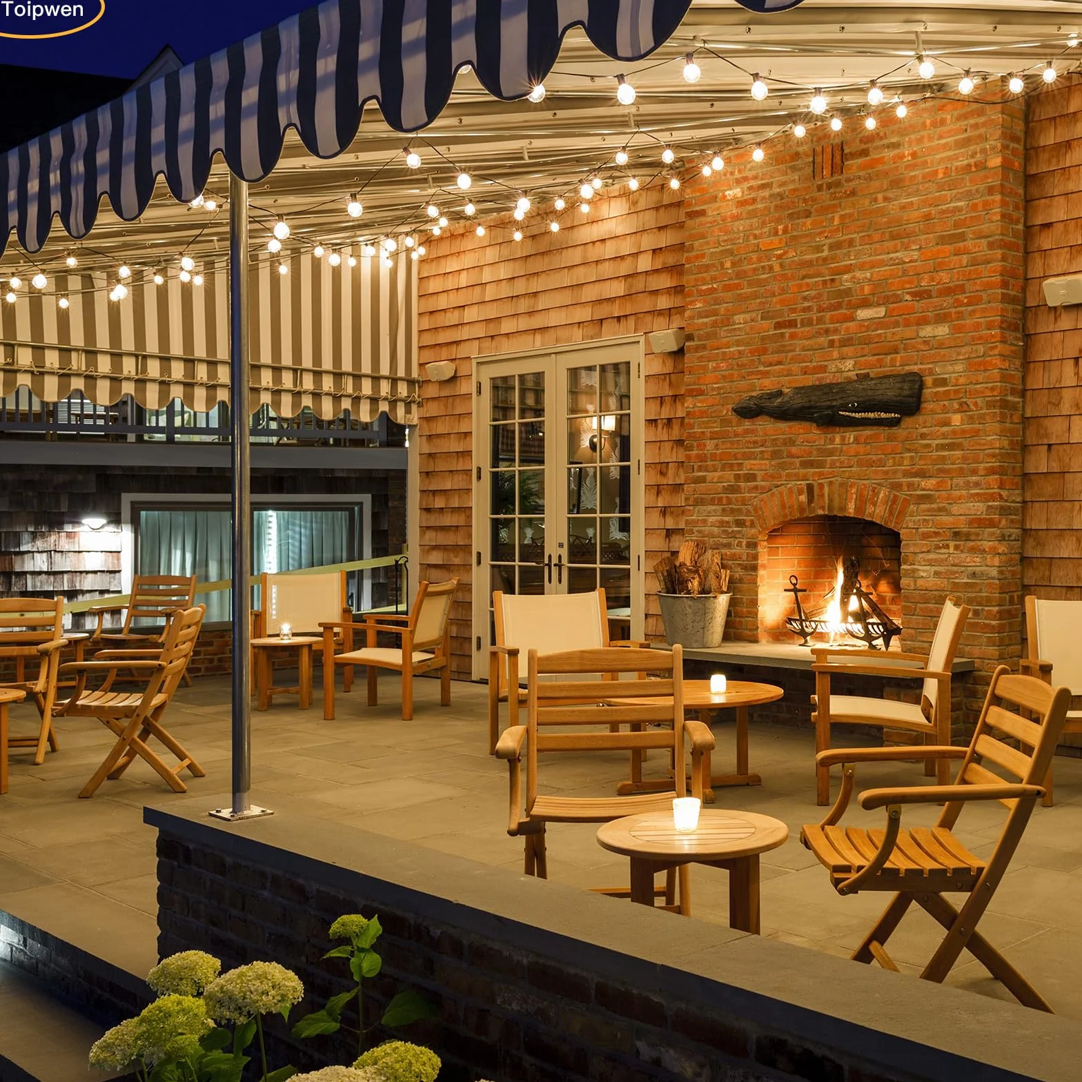 Guirnalda Luces Exterior 15M IP45 Impermeable Conectable 25+1 Bombillas Plástico Inastillable 2500K Blanco Cálido