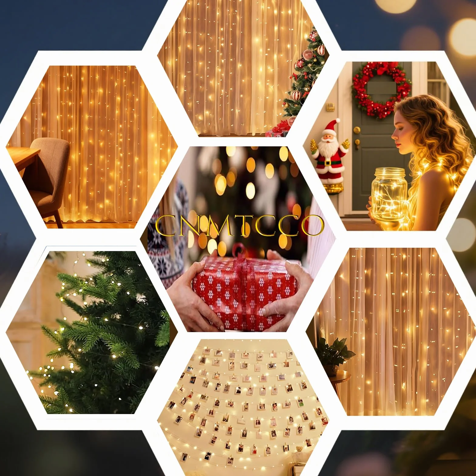CNMTCCO Cortina de Luces 300 LED 3x3m 8 Modos con Remoto USB Resistente al Agua