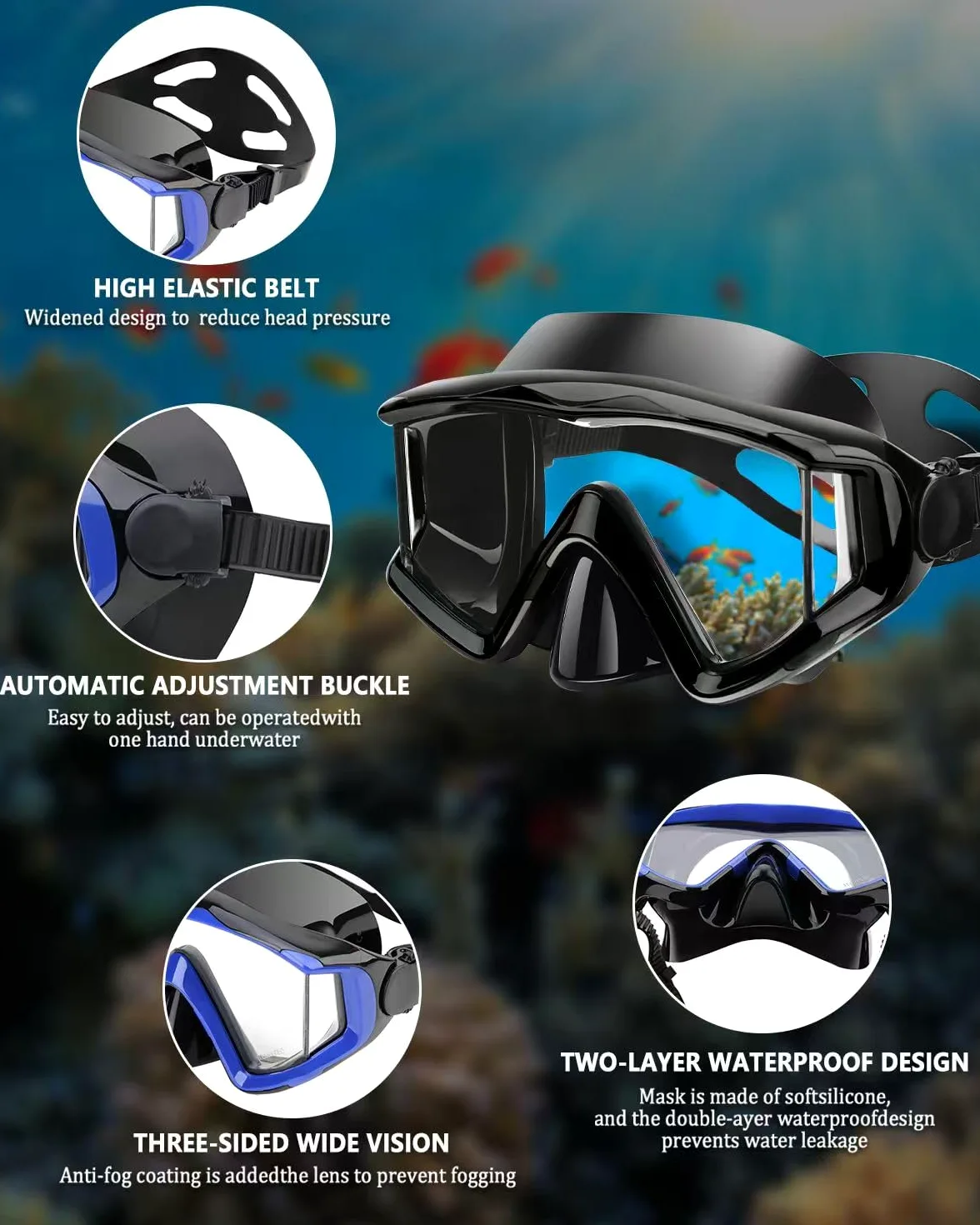 Máscara de buceo antivaho para natación, máscara de esnórquel adecuada para adultos, buceo, natación, esnórquel, máscaras