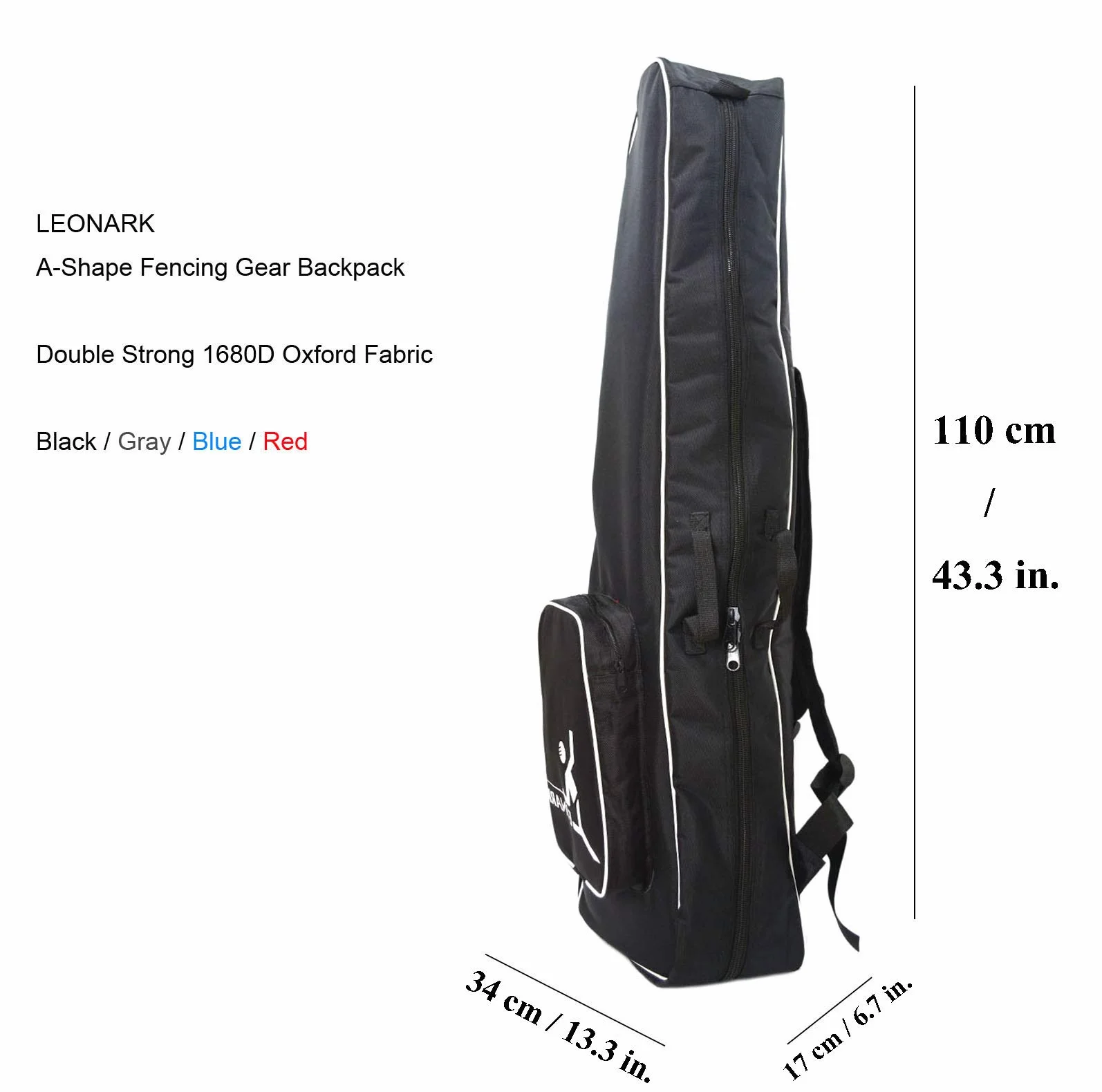 LEONARK Bolsa de Ruedas para Espada de Esgrima con Barra de Tiro - Estuche de Carrito para Traje y Máscara