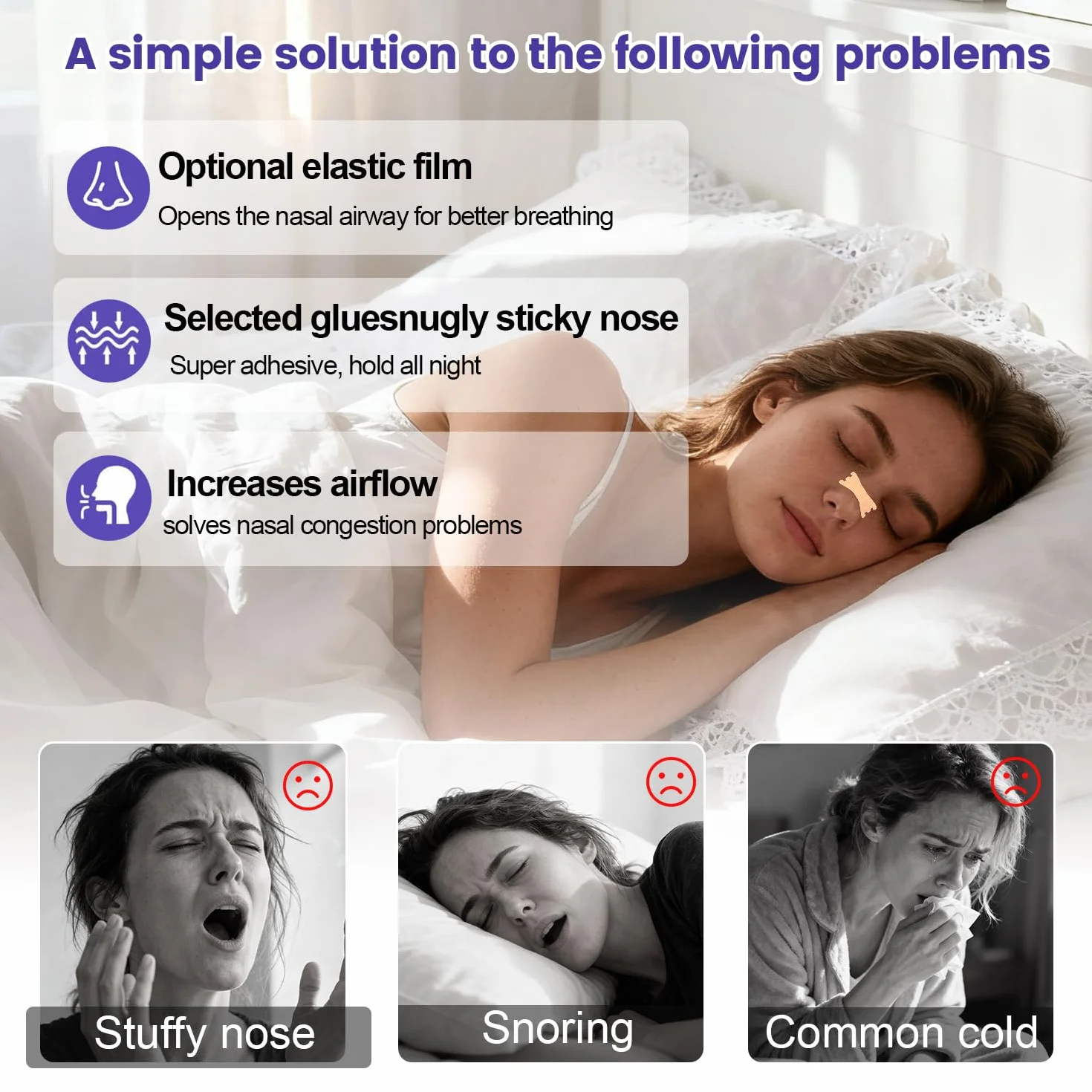 Tiras Nasales Antironquidos, 120 Pcs Nasal Strips Parches para Evitar Ronquidos y Mejor Respiración