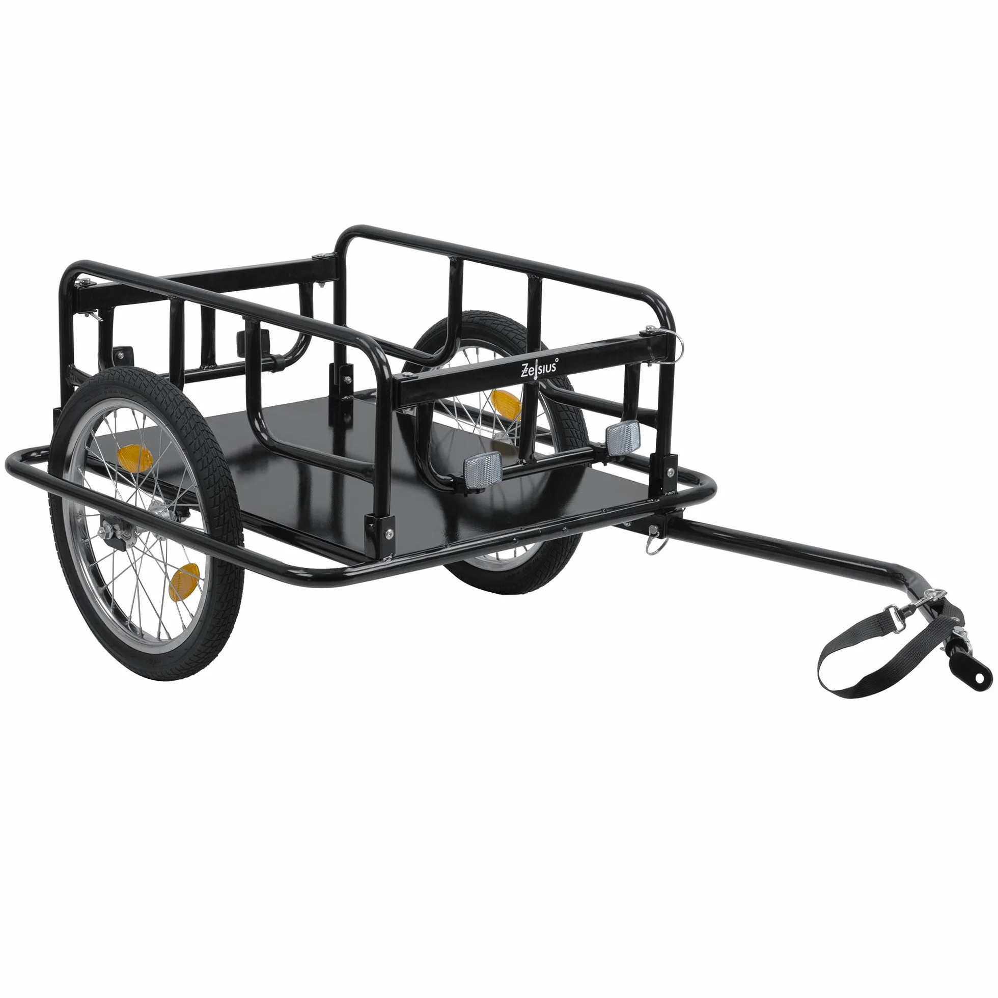 Zelsius Remolque Bicicleta Transporte 68 litros | Carro Plegable para 2 Cajas Bebidas | Carro Transporte | Remolque para Bici con Acoplamiento | Carro Carga