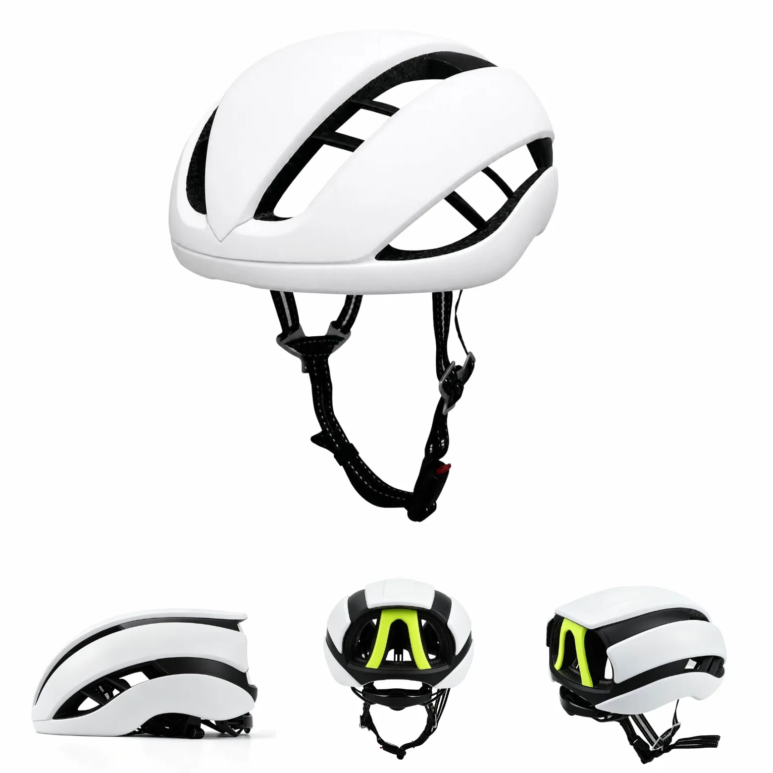 Casco de bicicleta de carretera para adultos, unisex, deportivo, ajustable, 58-61 cm, diseño aerodinámico con grandes aberturas de ventilación para hombre y mujer, color blanco mate, L
