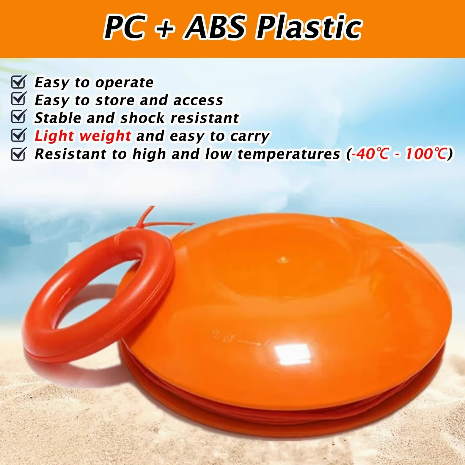 frisbee de rescate Frisbee De Rescate Para Ahogados, Frisbee Salvavidas Para Niños, Naranja De Alta Visibilidad, Dispositivos De Rescate Para Piscinas, Larga Distancia Con Cuerda De 40 M, Plástico ABS