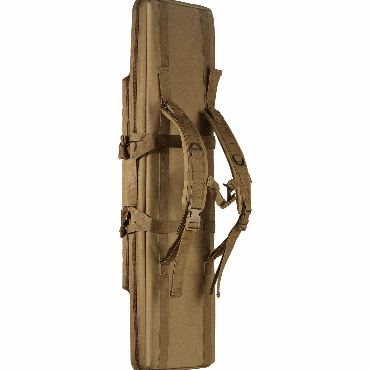 VEVOR Estuche para Rifle Bolsa Táctica Larga para Transporte de Armas 107cm con Sistema MOLLE Funda para Rifle con Correa para Hombro Cremallera con Cerradura para 2 Rifles 102cm y 2 Pistolas, Marrón