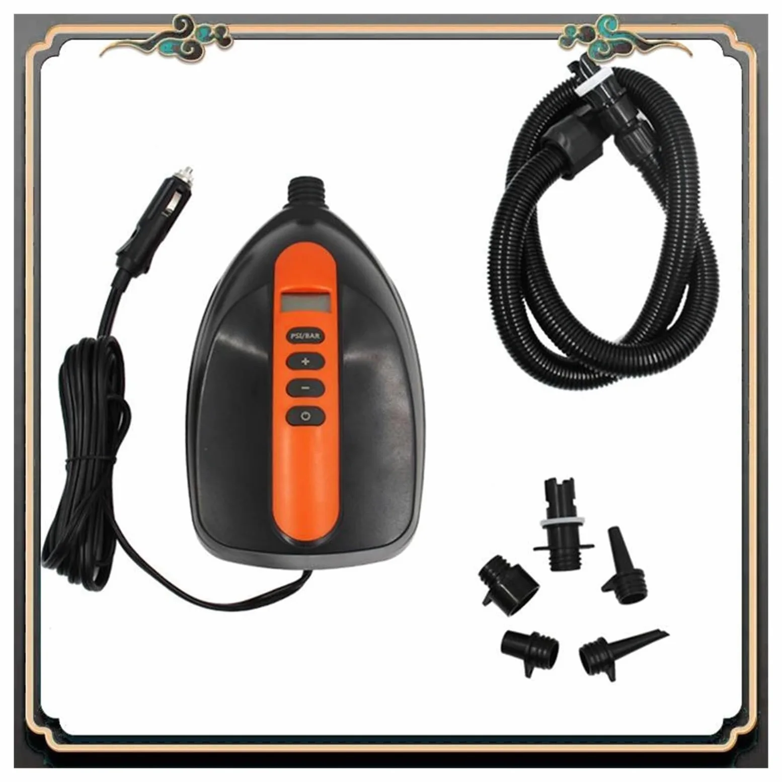 Inflador Electrico, Inflador eléctrico premium de 12 V for vehículos, bomba de alta presión for tablas de surf y botes inflables.