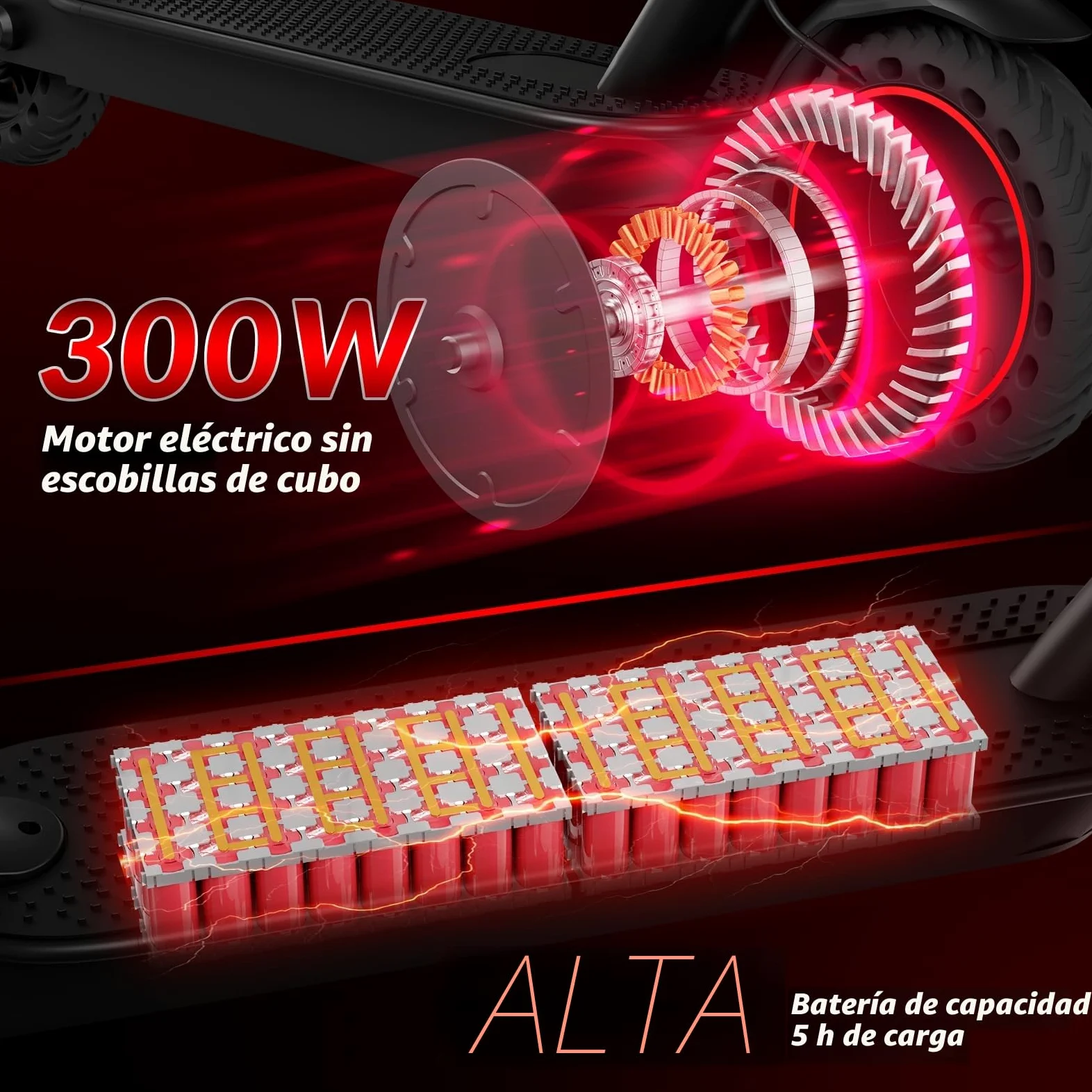 Patinetes clásicos de 8,5 Pulgadas con autonomía máxima de 30 km, Patinete eléctrico Plegable con función de Bloqueo, aplicación, Patinete eléctrico para Adultos.