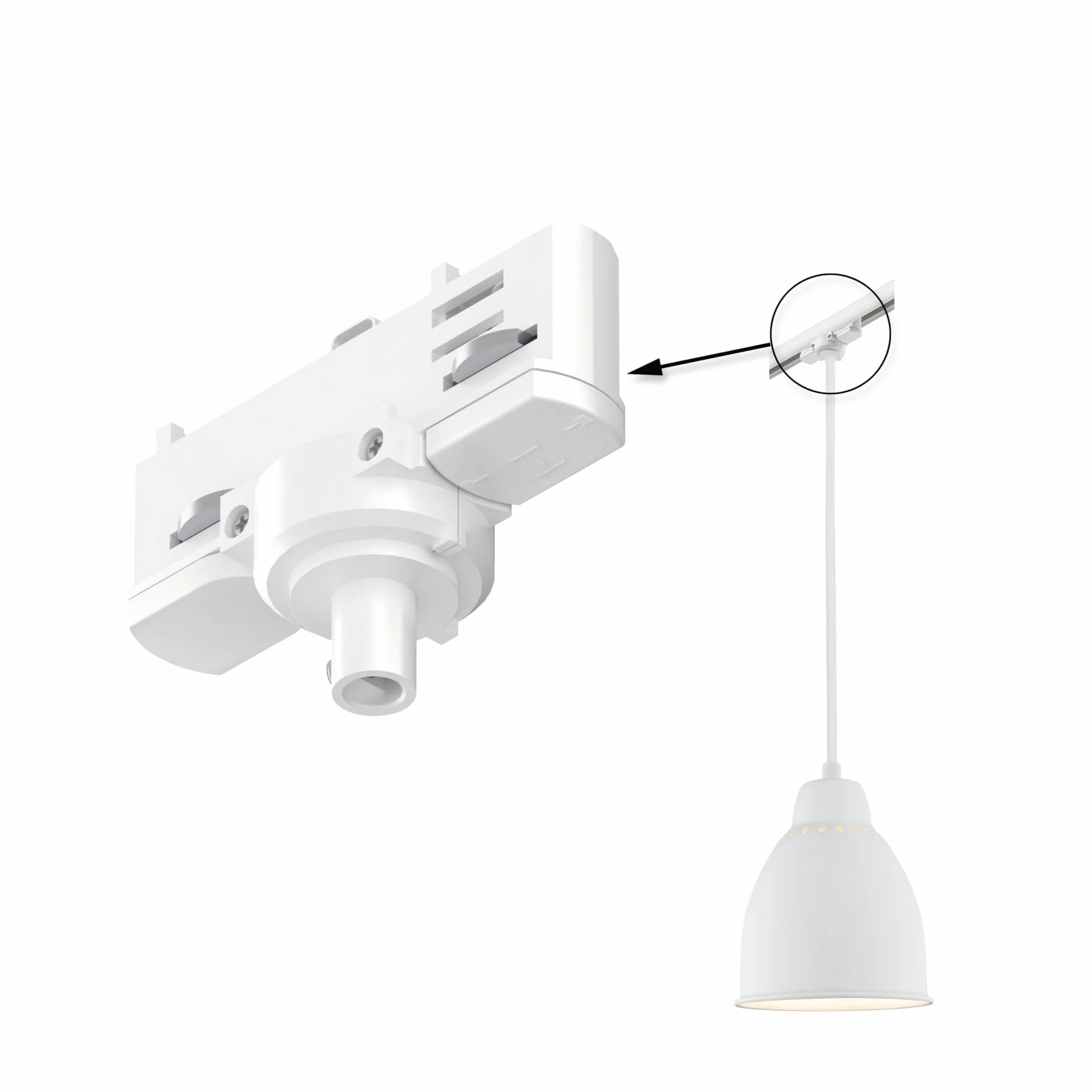 Paulmann 91386 Sistema ProRail3 Adaptador de péndulo Universal 1150W 230V Blanco Riel de Techo