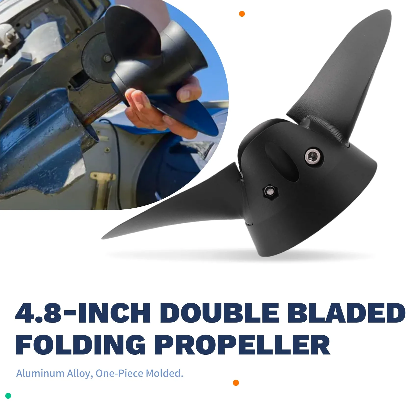 Hélice Plegable de 2 Palas de 4,8 Pulgadas, Hélices para, Motor Eléctrico, Hélice Fueraborda para, Efoil Surfing