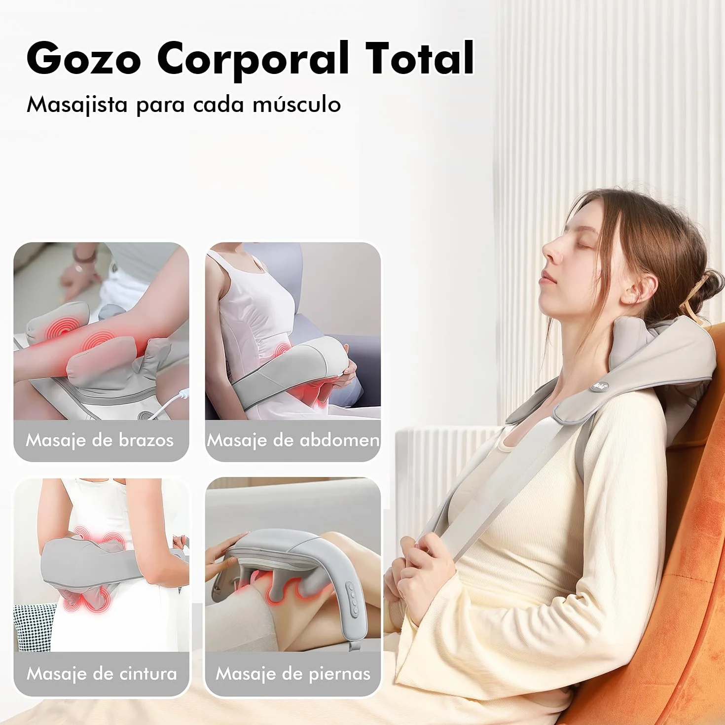 Masajeador Cervical y Espalda con Calor y 3 Velocidades, Regalo Original