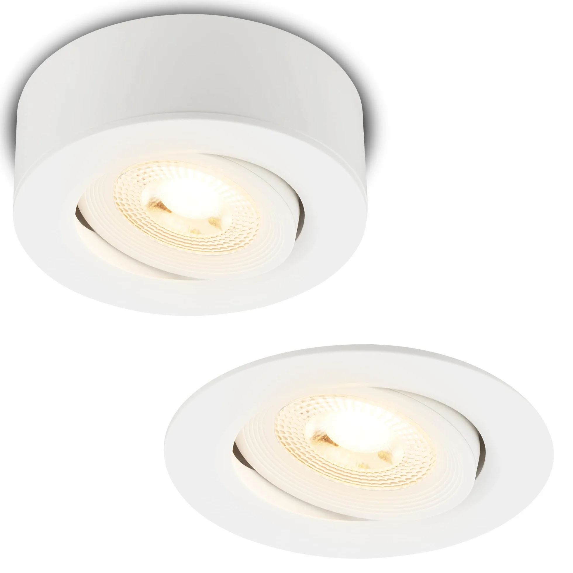 BRILONER 2 en 1 Foco LED de Superficie y Empotrable Orientable 230V Blanco Cálido 68mm Agujero 90x30mm