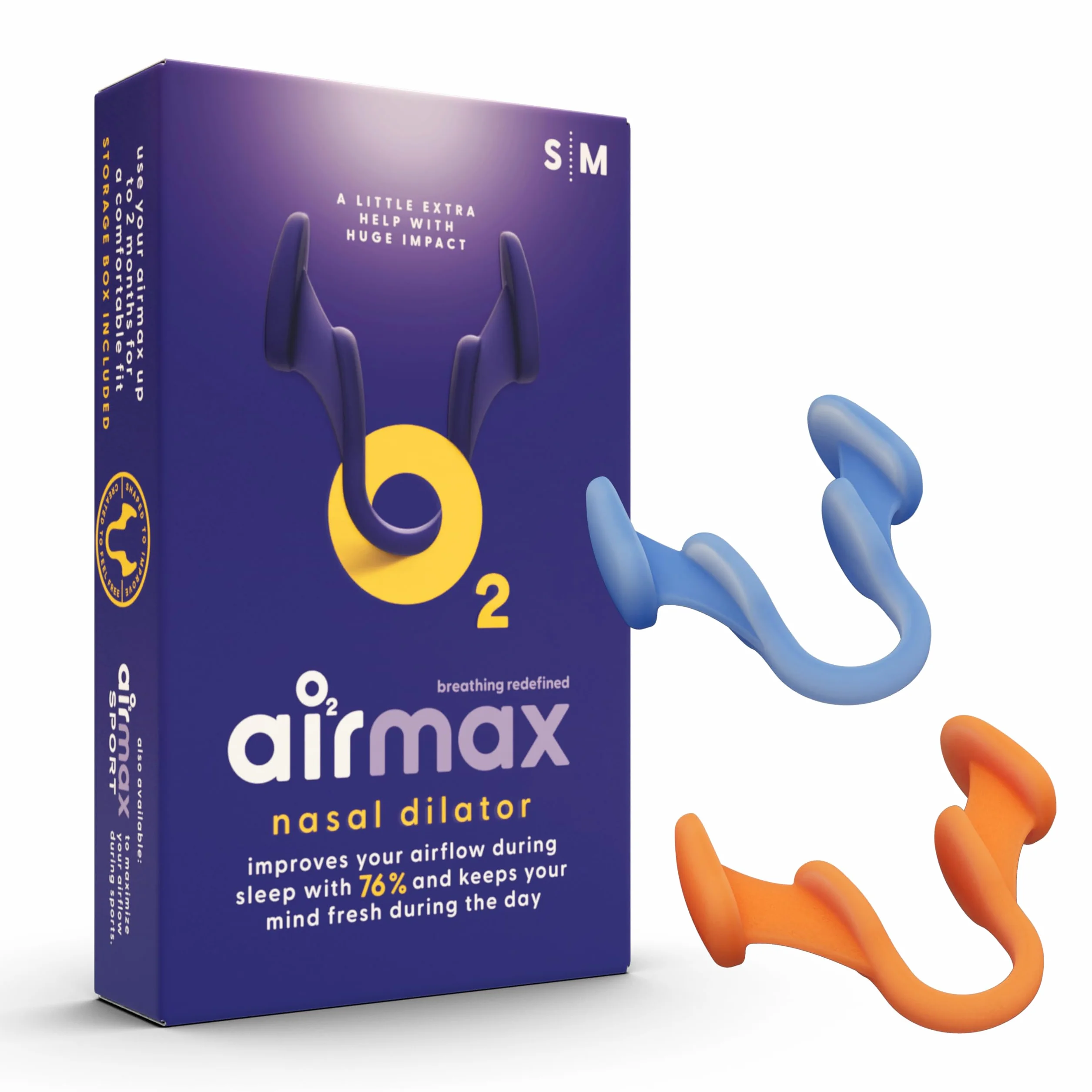 Airmax Dilatador nasal contra congestión y ronquidos - Incluye talla pequeña y mediana - Dispositivo médico