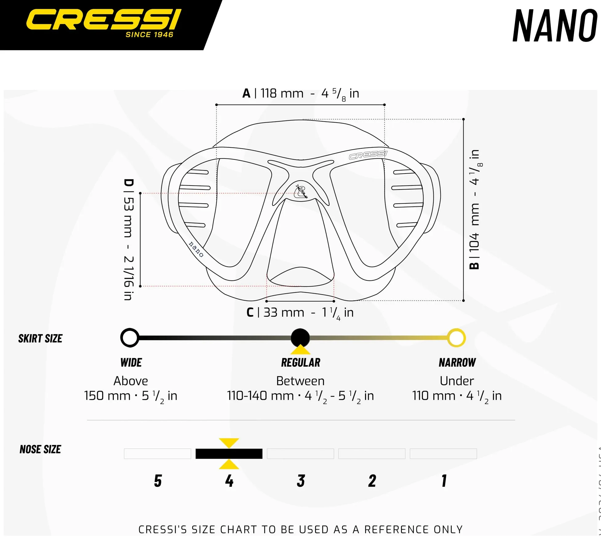 Cressi Nano Crystal, Black/Blue, Nery