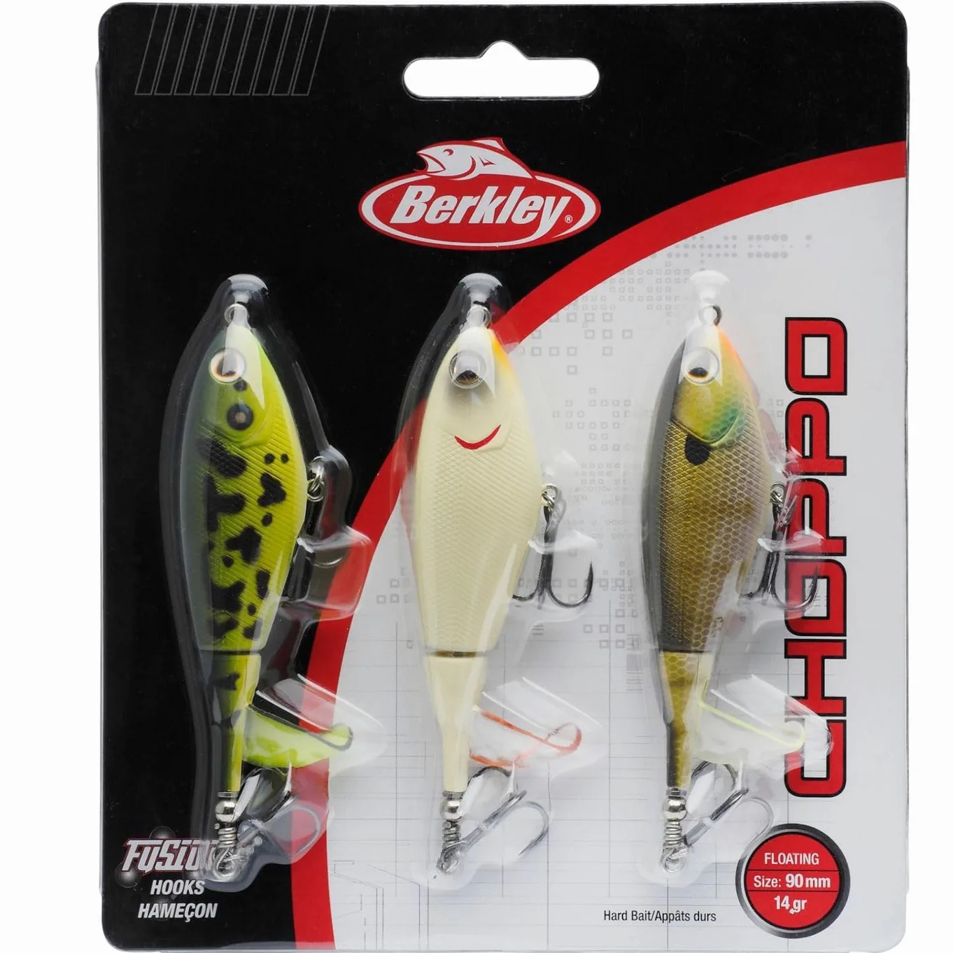Berkley Choppo - Paquete de 3 anzuelos de Pesca, señuelos Duros, Pesca en Aguas Superficiales, Lucio, Unisex, Surtidos, 14 g | 90 mm