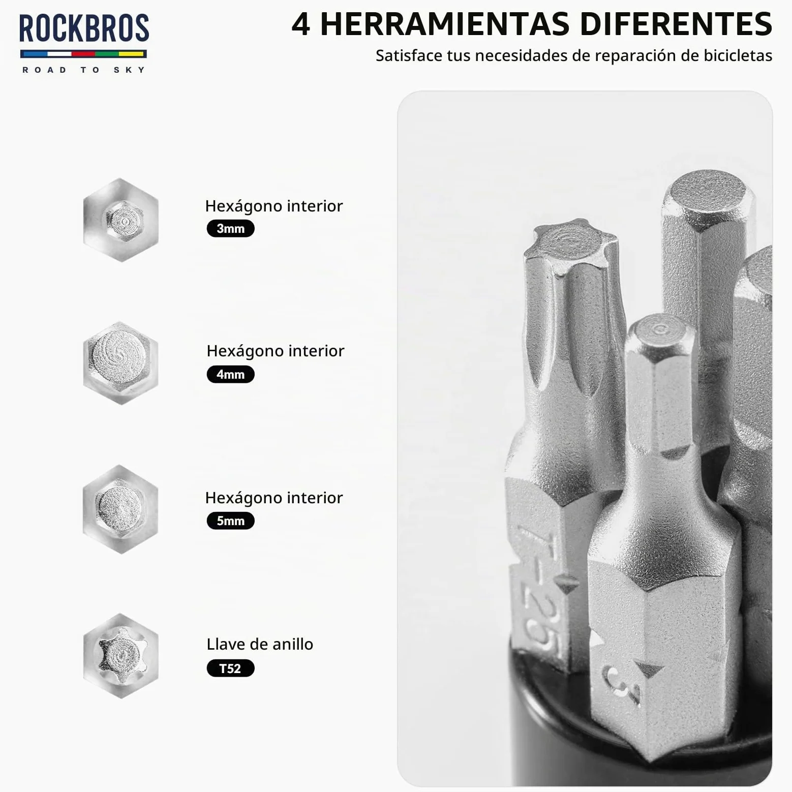 ROCKBROS Road to Sky Multiherramienta Bicicleta 5 en 1 Herramientas de Reparación Multifunción Mantenimiento Herramientas para MTB Bicicleta Carretera BMX