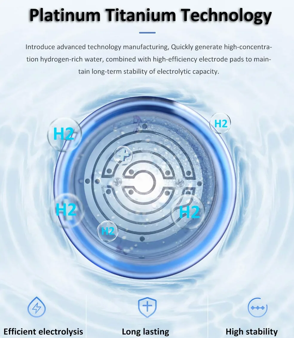 Botella Agua, máquina para fabricar Botellas Agua alcalina con hidrógeno, generador Agua con hidrógeno e ionizador con tecnología SPE y PEM, Membrana importada Que Produce un Contenido hidrógeno ha
