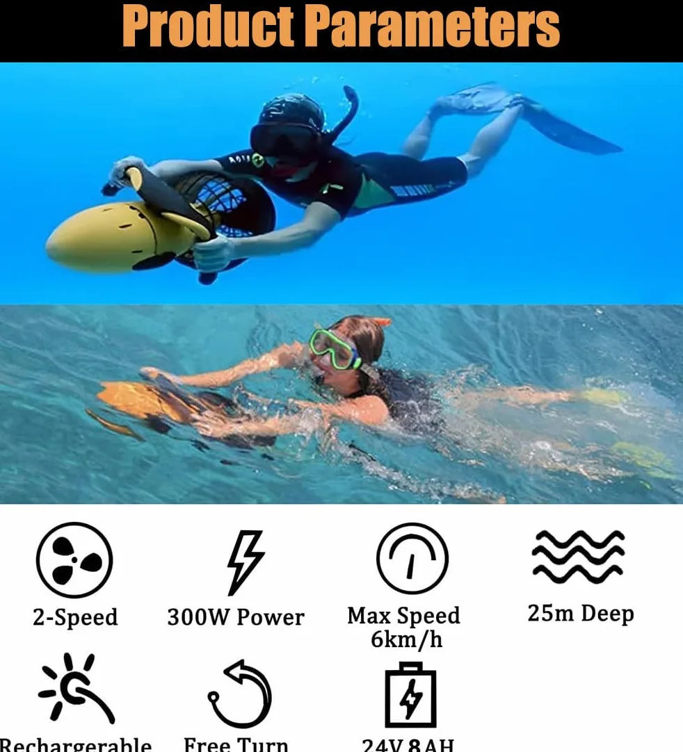 Scooter Submarino Scooter Subacuático Inteligente De Doble Velocidad Impermeable para Piscina y Tabla de Surf a presión Equipo de Piscina de Aventuras
