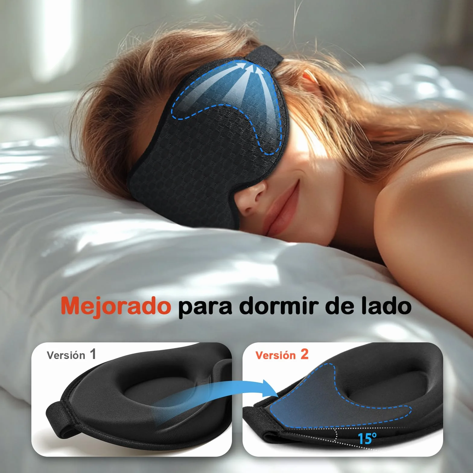 INNELO Máscara de Dormir 3D Antifaz Bloqueo de Luz 100% para Viajes, Negro