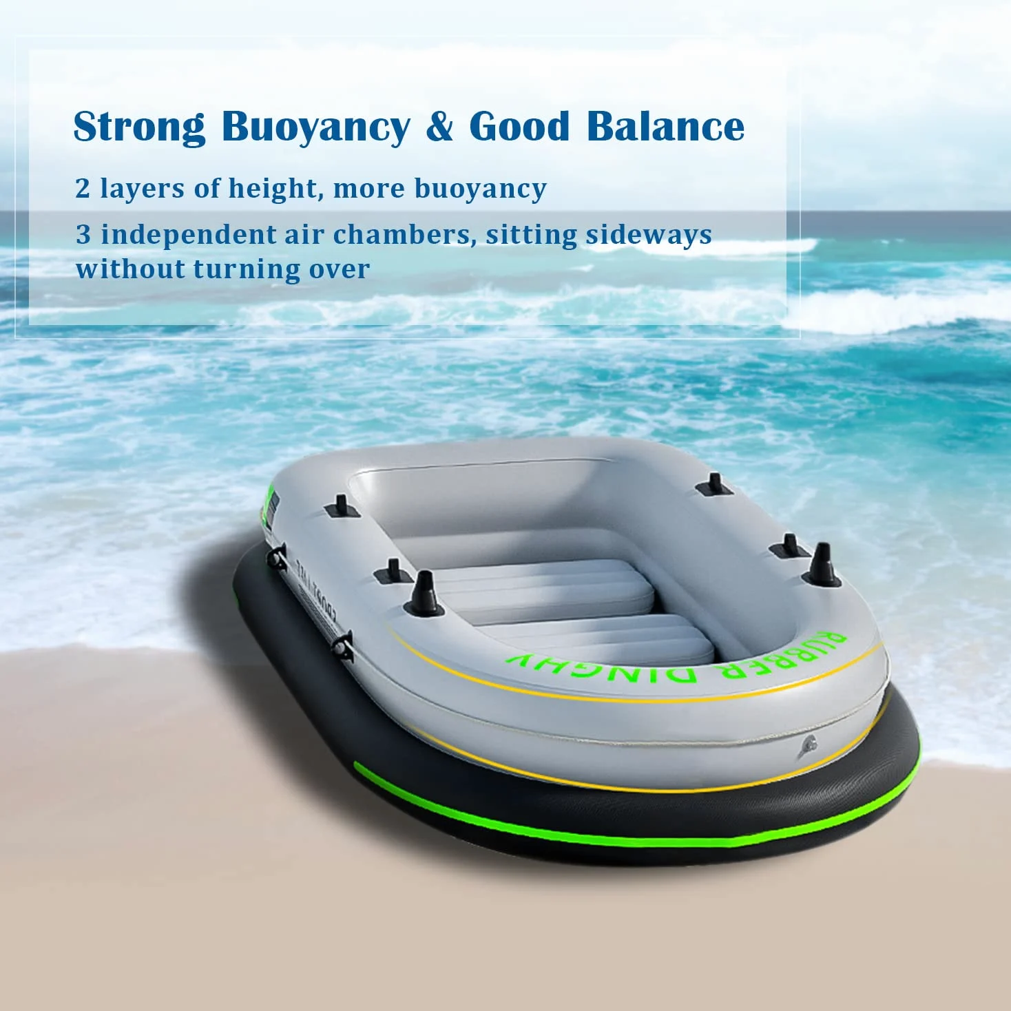 Bote Inflable Barca Hinchable con Remos, Kayak Hinchable, Zodiac Barca Kayak Inflable de Pesca, Canoa Inflable Resistente, Balsa Inflable de Río con 2 Paletas