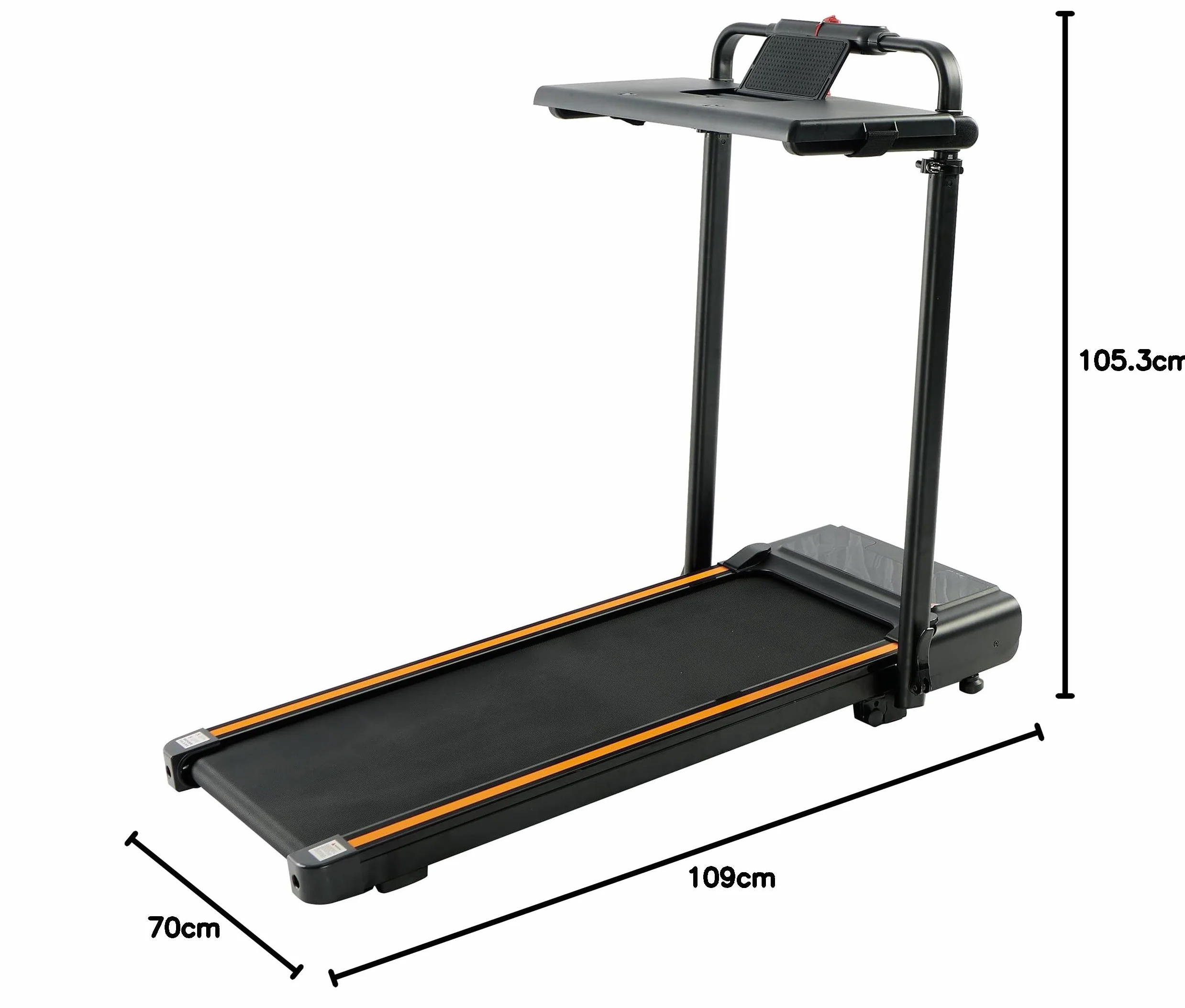 Walking Pad 3 en 1 con 7% Inclinación, Cinta Plegable Bajo Escritorio 1–12 km/h para Oficina en Casa, Manillar Ajustable y Mesa Extraíble, Motor Silencioso 2,5 HP
