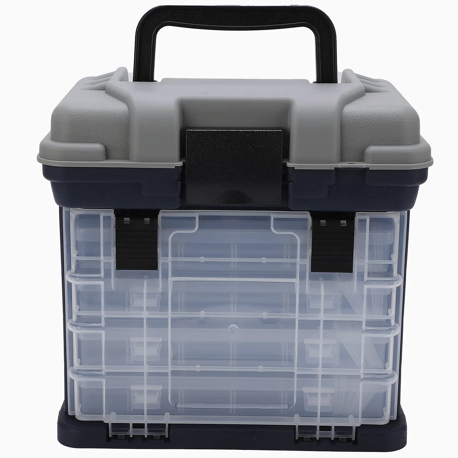 Caja de Aparejos de Pesca de 4 Capas, Estuche Portátil con Compartimentos para Organizar Herramientas de Pesca, Dimensiones: 27x17x26 cm para Pesca en Orilla y Agua Dulce