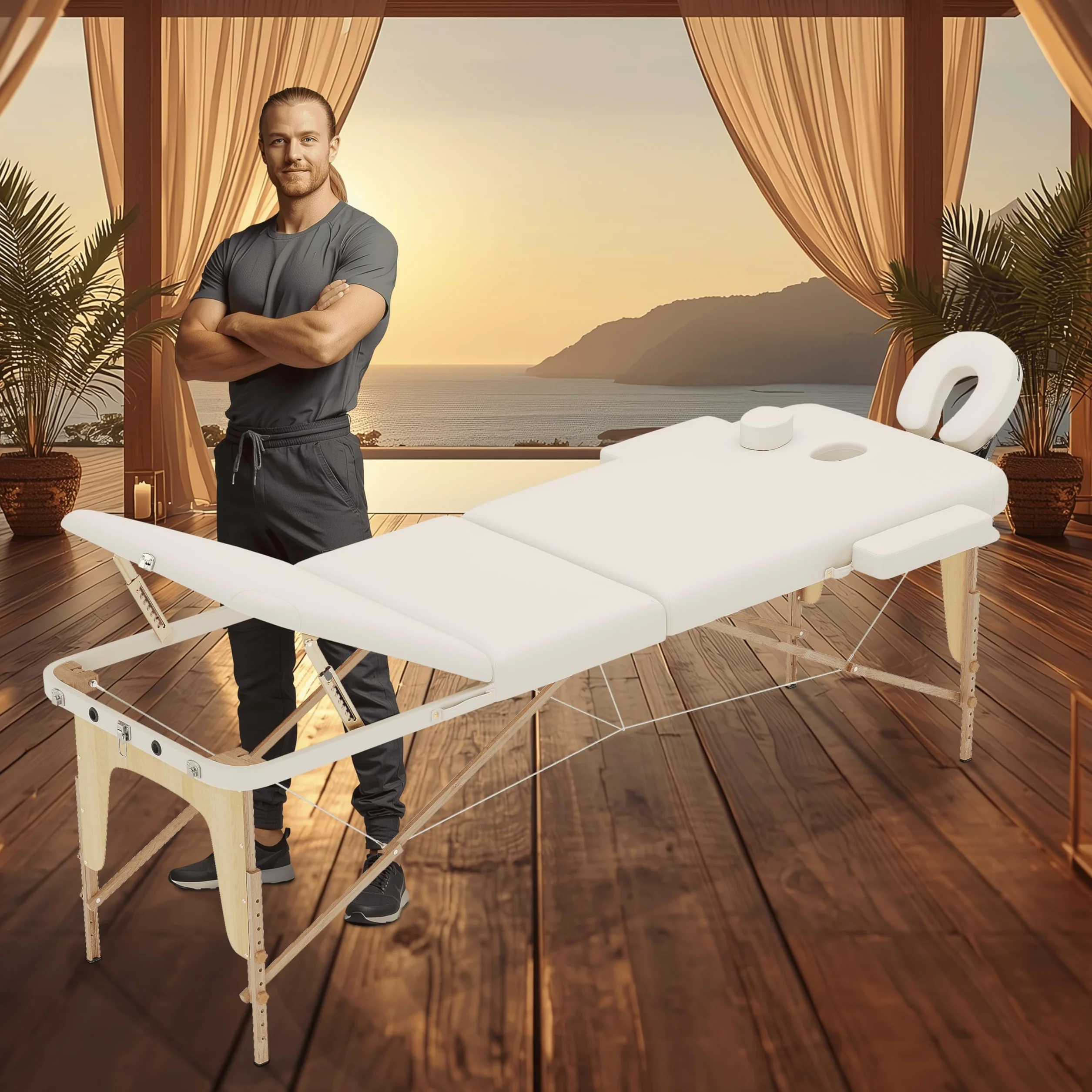 BELTOM Camilla de Masaje Plegable 3 Zonas 180x56 cm Portatil Reiki Fisioterapeuta