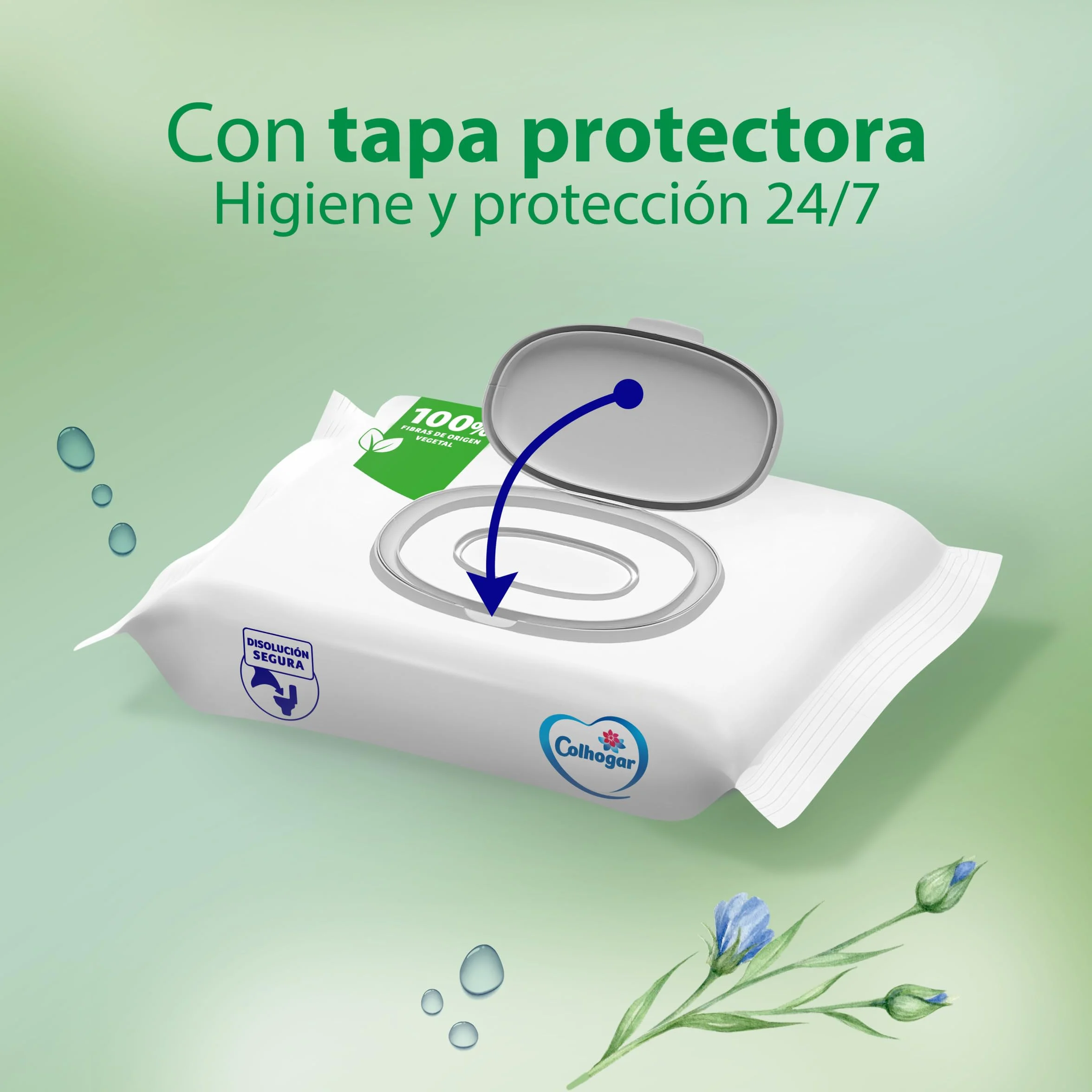 Colhogar Aloe 8x80 Papel Higiénico Húmedo Desechable con Extracto de Aloe Vera Sin Alcohol 640 Toallitas