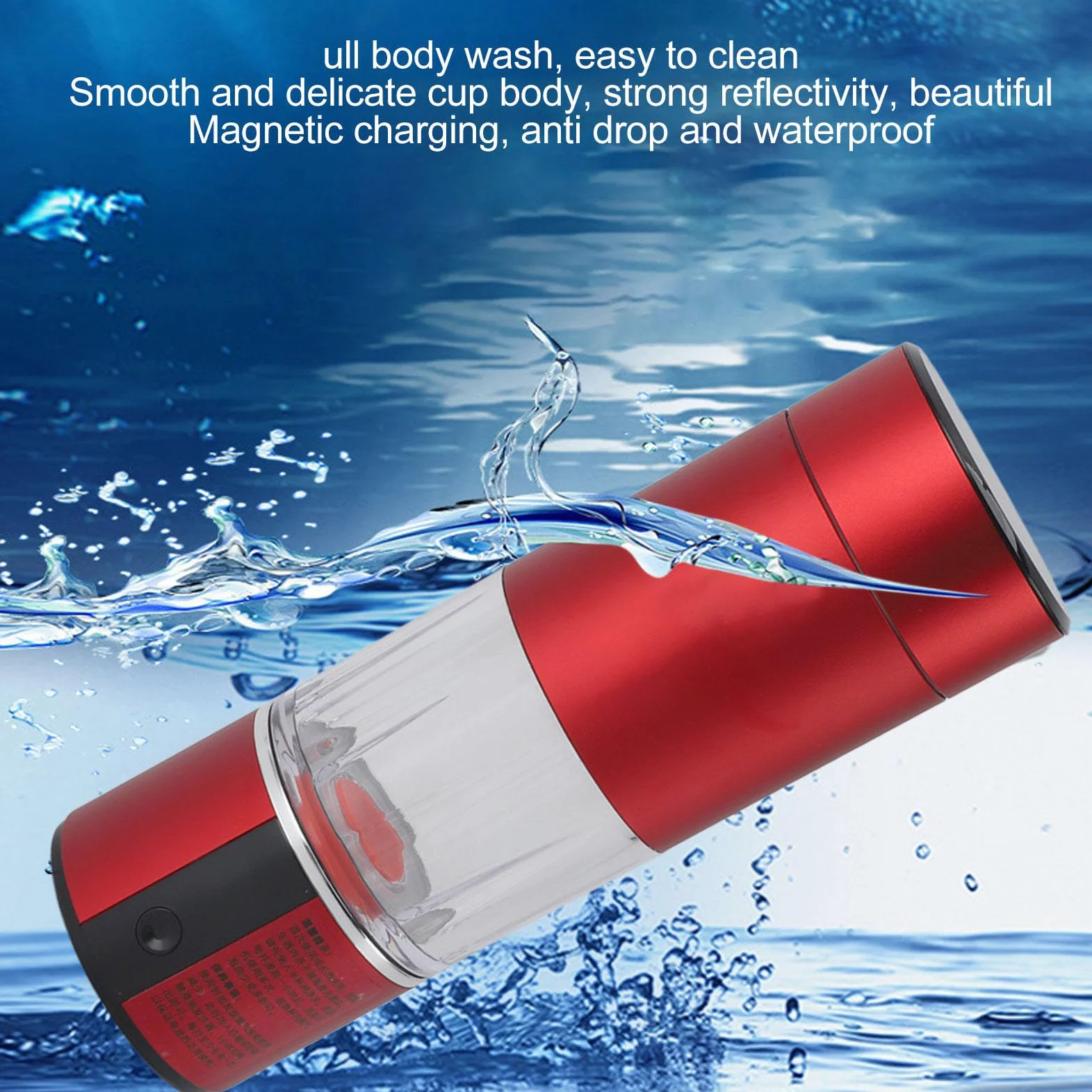 Luocute Botella de Agua de Hidrógeno, 230ML 13520ppb Hidrógeno de Alta Concentración con Tecnología SPE PEM, Indicador LED de Calefacción Termostática de Limpieza Inteligente (rojo)