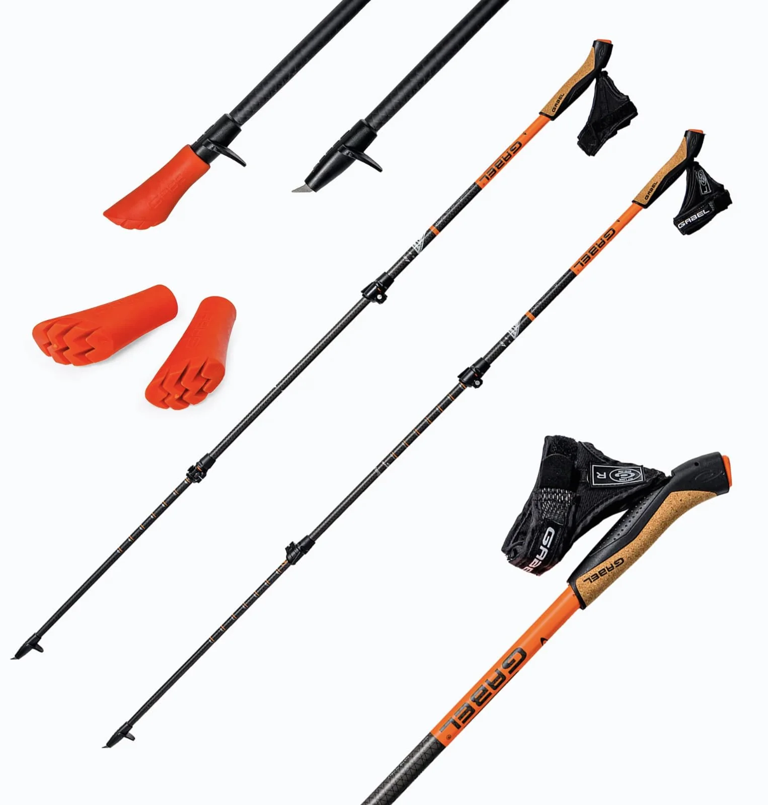 Gabel Bastones de marcha nórdica telescópicos Carbon XT 3S-100 F.L. Fabricado en Italia