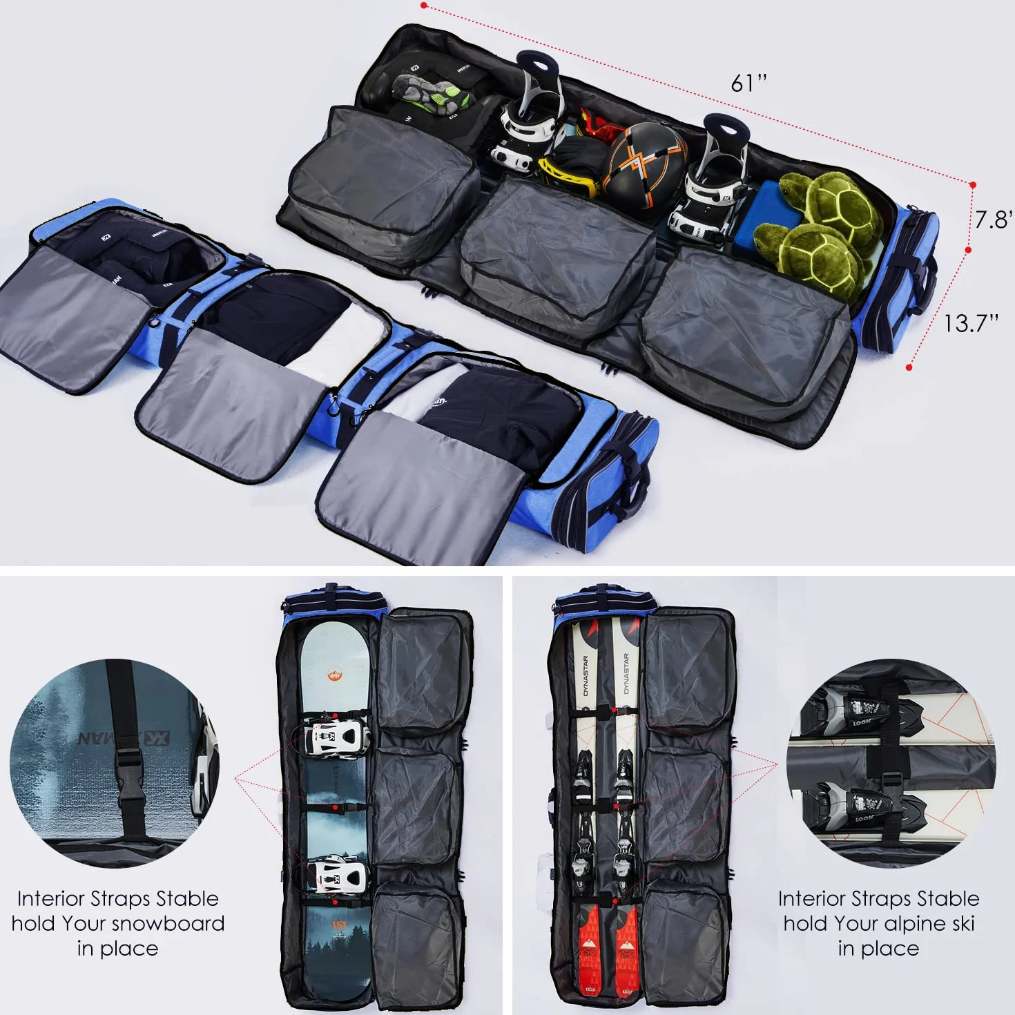XCMAN Bolsa acolchada snowboard ajustable 160-190 cm viaje avión