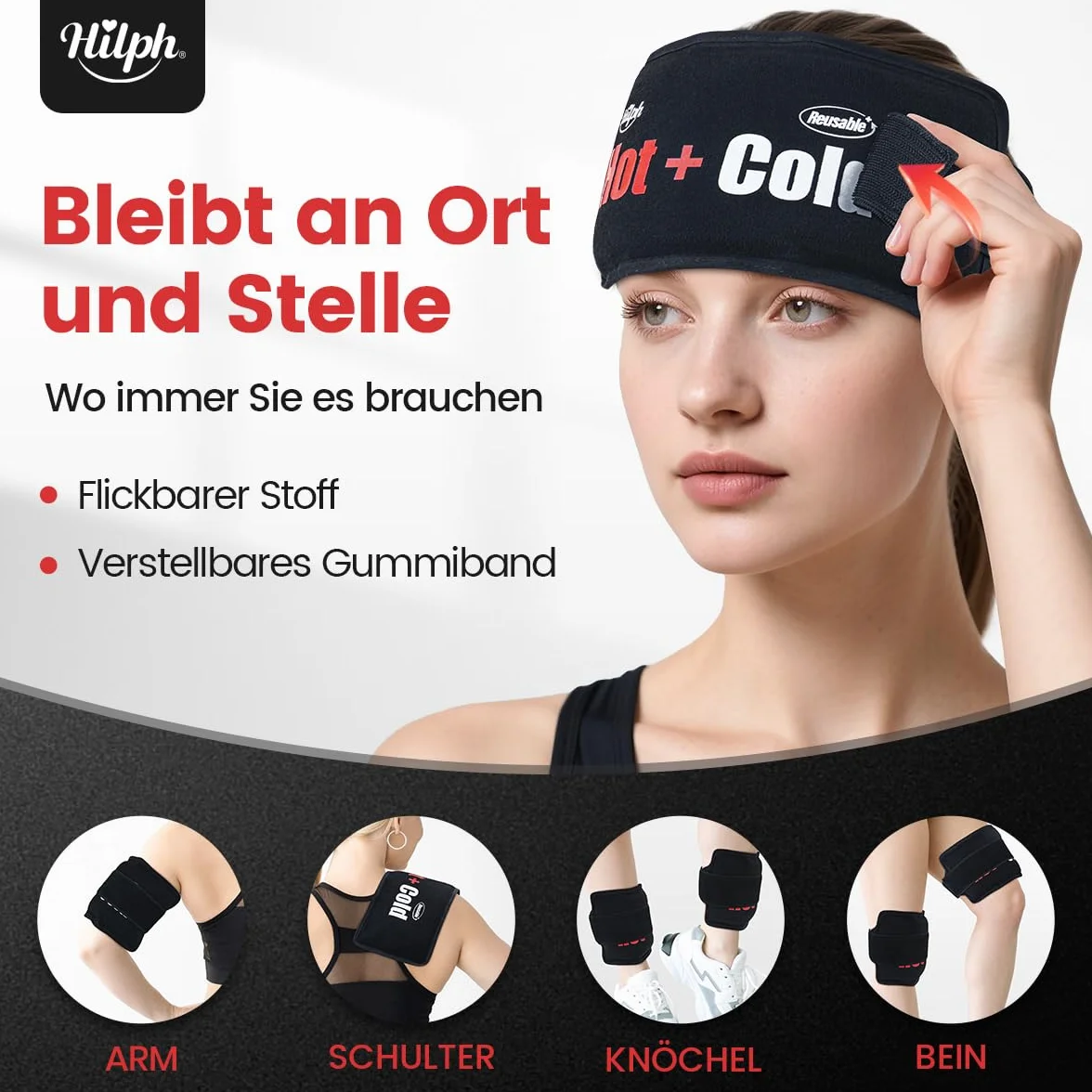 Hilph 2 Compresas de Hielo de Gel Reutilizables para Terapia de Calor y Frío, Almohadilla para Cara Cabeza Ojos Muelas