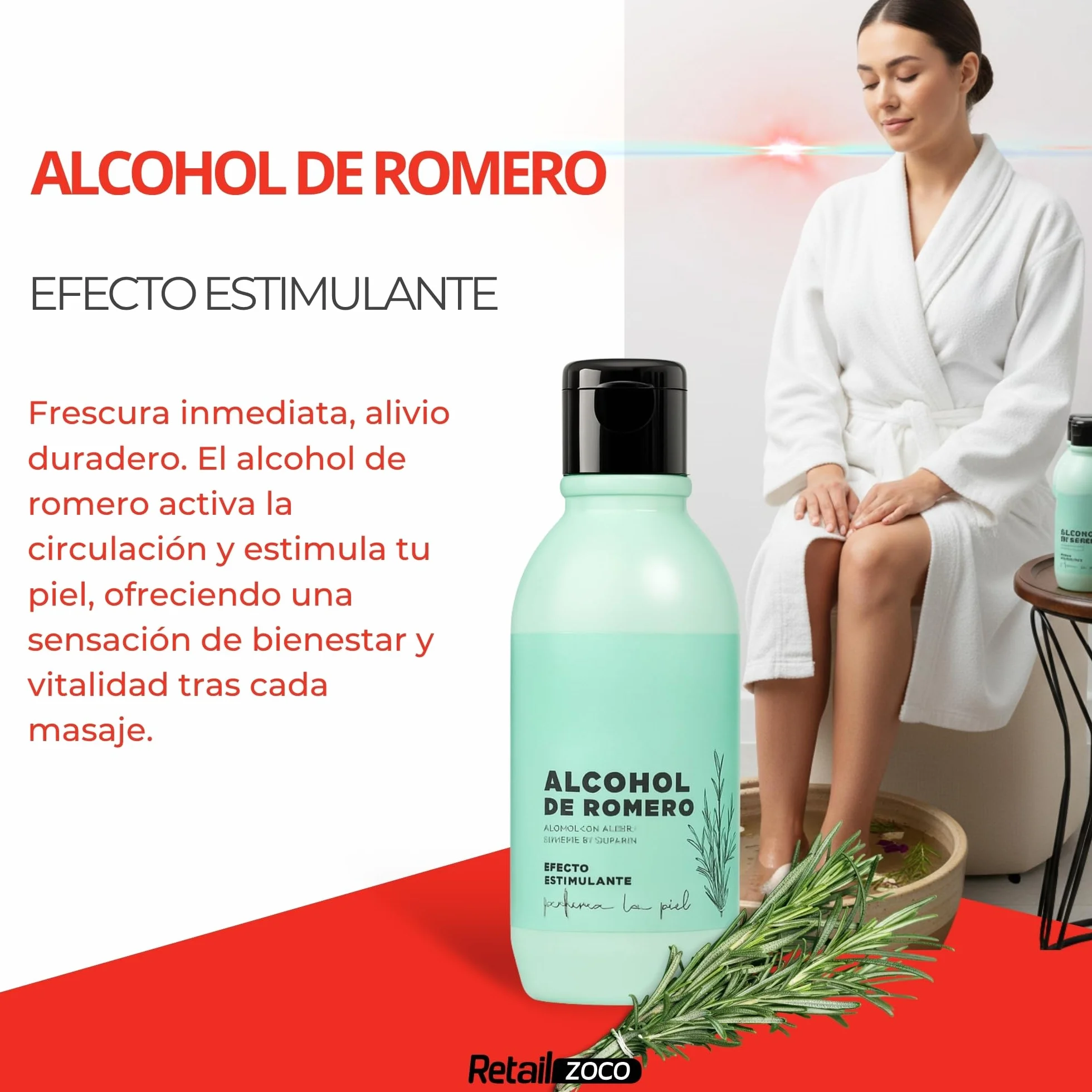 Alcohol de Romero 250 ml Solución Tópica Natural para Masaje