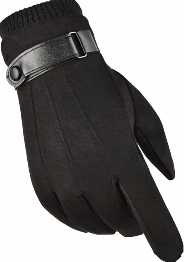 Guantes de equitación para hombre, piel de terciopelo, pantalla táctil, más terciopelo, gruesos, otoño e invierno, cálidos, para conducir, deportes al aire libre