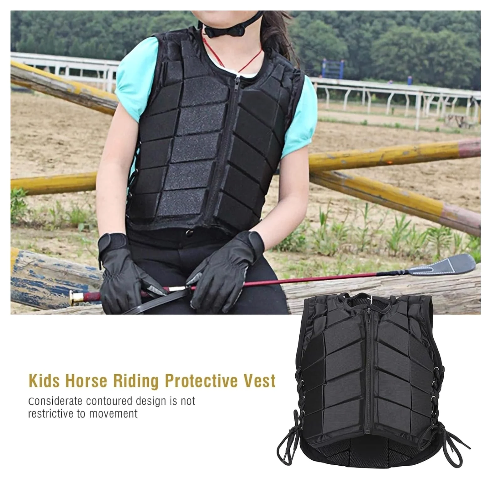 Ecuestres chaqueta protectora chaleco， Chaleco de seguridad acolchado y protector for entrenamiento de equitación, cómodo y adecuado for niños y niñas(CS)