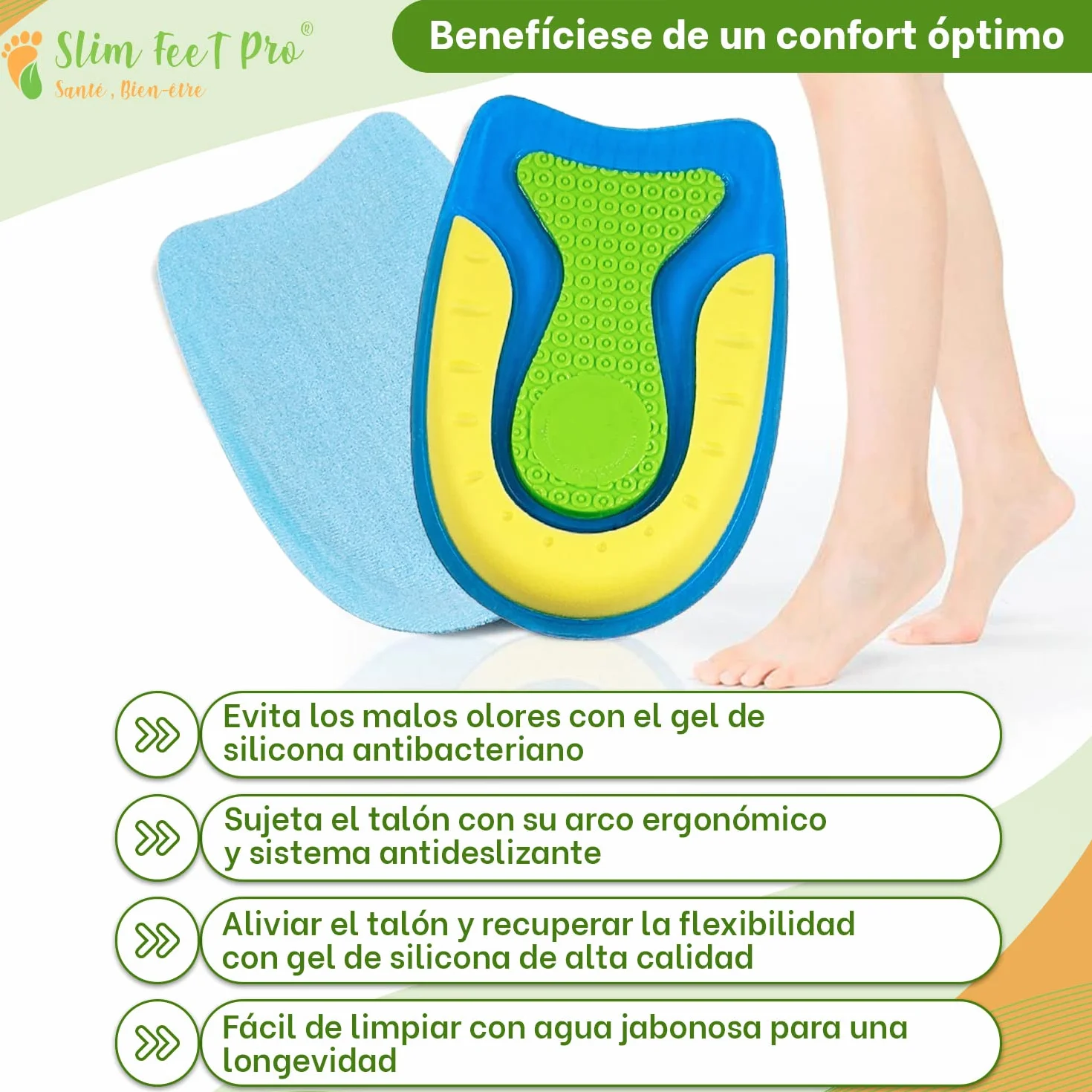 Talonera de silicona gel ortopédico tamaño L para proteger dolor talón aliviar espolón calcáneo fascitis plantar tendinitis