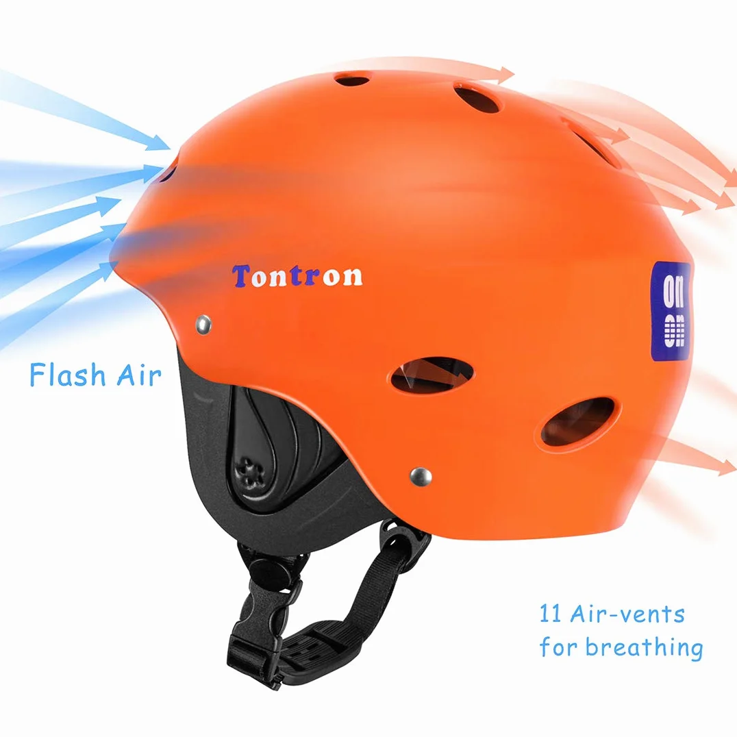 Tontron Wakeboard Kayak Kitesurf Casco de deportes acuáticos (Glossy Orange, M)