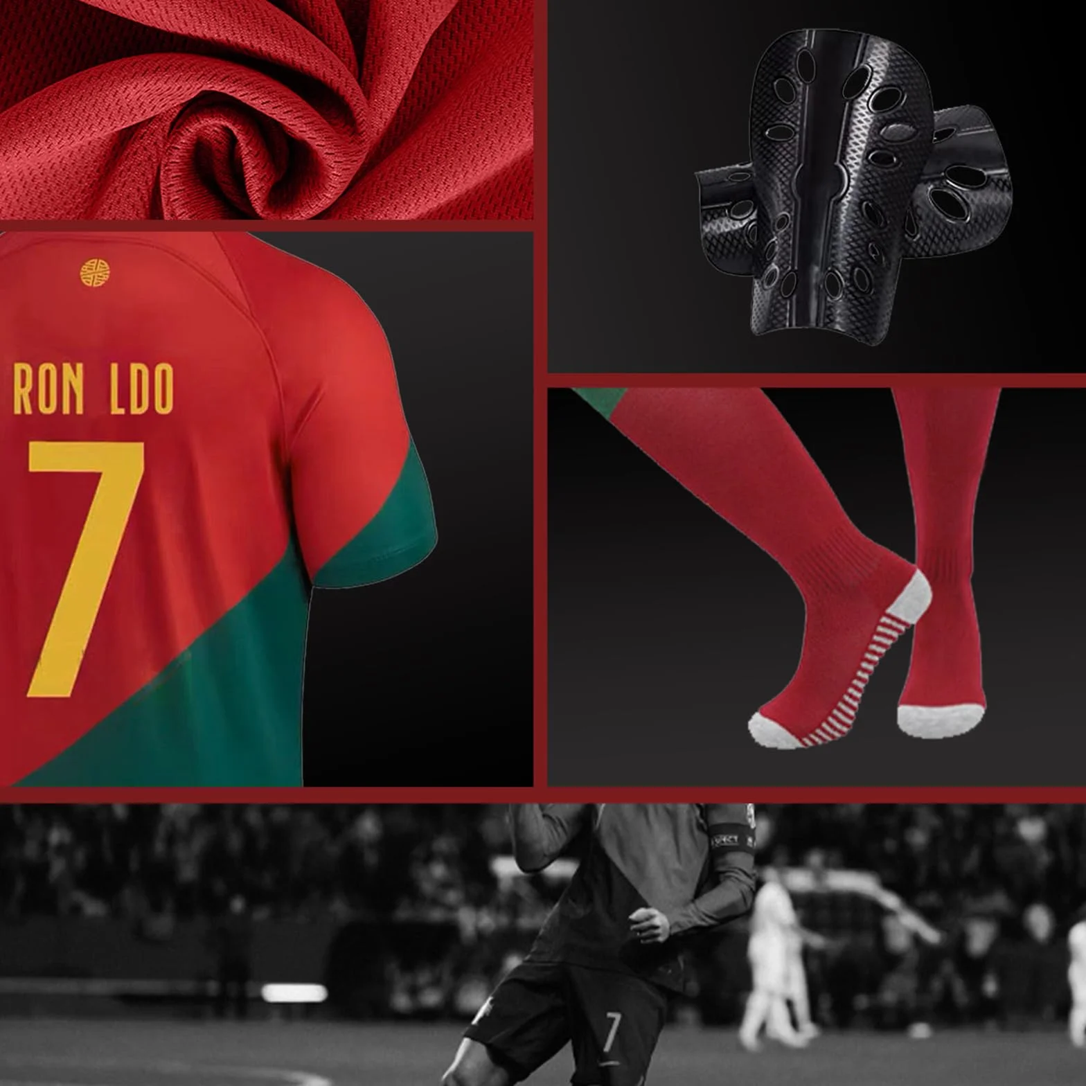Ronronner Conjunto de fútbol para niños, con camiseta, pantalones cortos y calcetines, camiseta roja de jersey de manga corta con el nro. 7, para adultos y niños