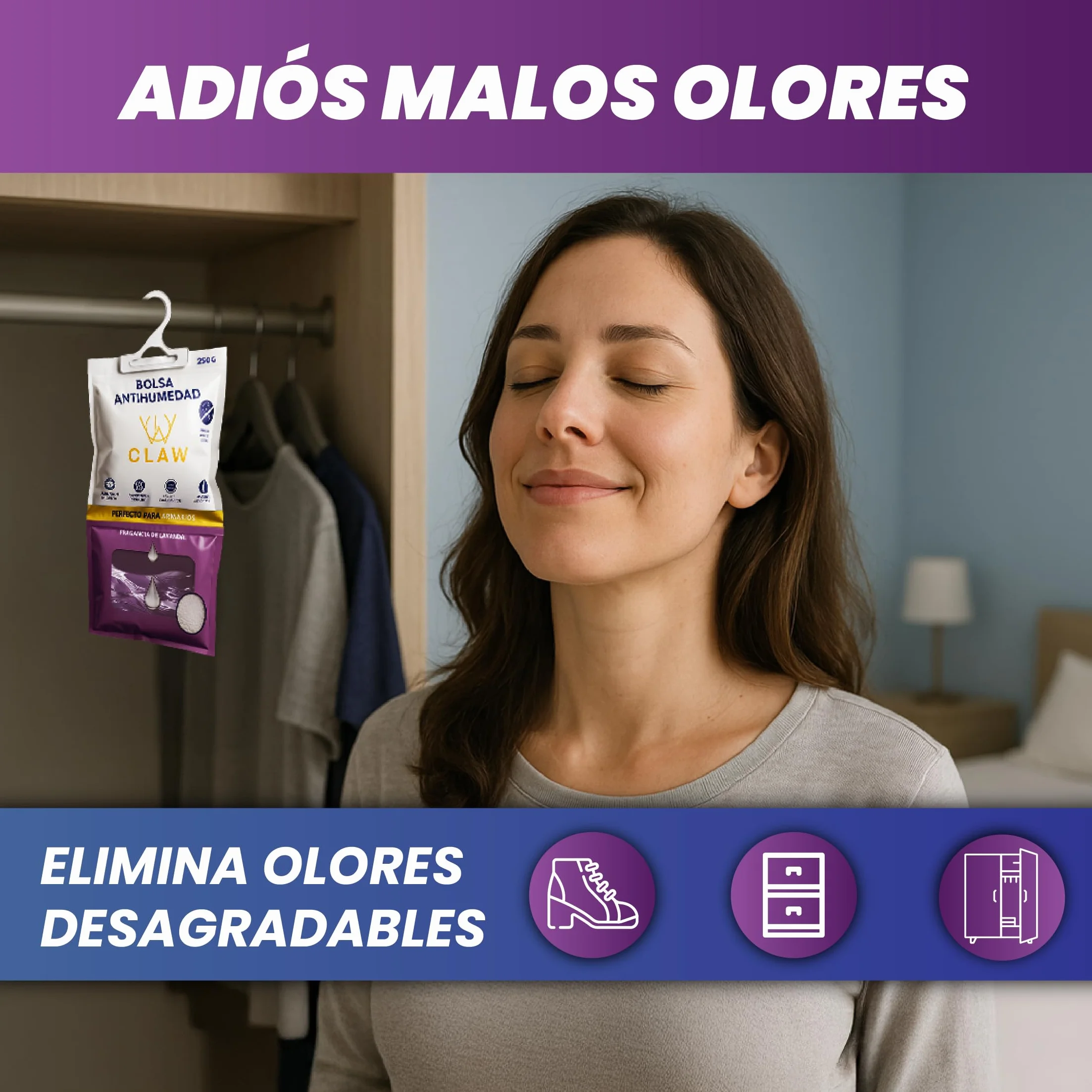 Bolsas Antihumedad 3KG Armario Ropa – Deshumificador Colgante con Fragacia de Lavanda