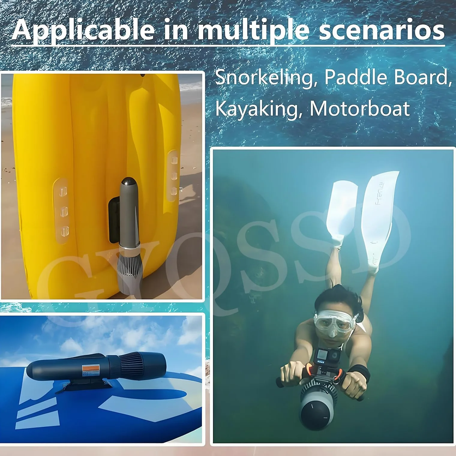 Scooter Submarino Eléctrico 500 W, 50 Minutos De Buceo, Potenciadores De Natación, Accesorios Para Tabla De Paddle Surf De 10 Km/H, Motor Para Tabla De Surf Eléctrica, Velocidad Ajustable,10000mAh
