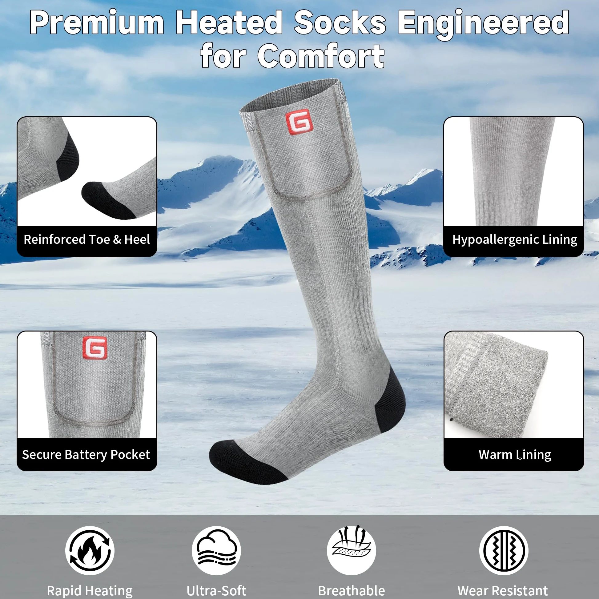Calcetines eléctricos calefactables a batería, para hombre, mujer, invierno, caza, esquí, senderismo, calentador de pies, calcetines cálidos de algodón para regalo