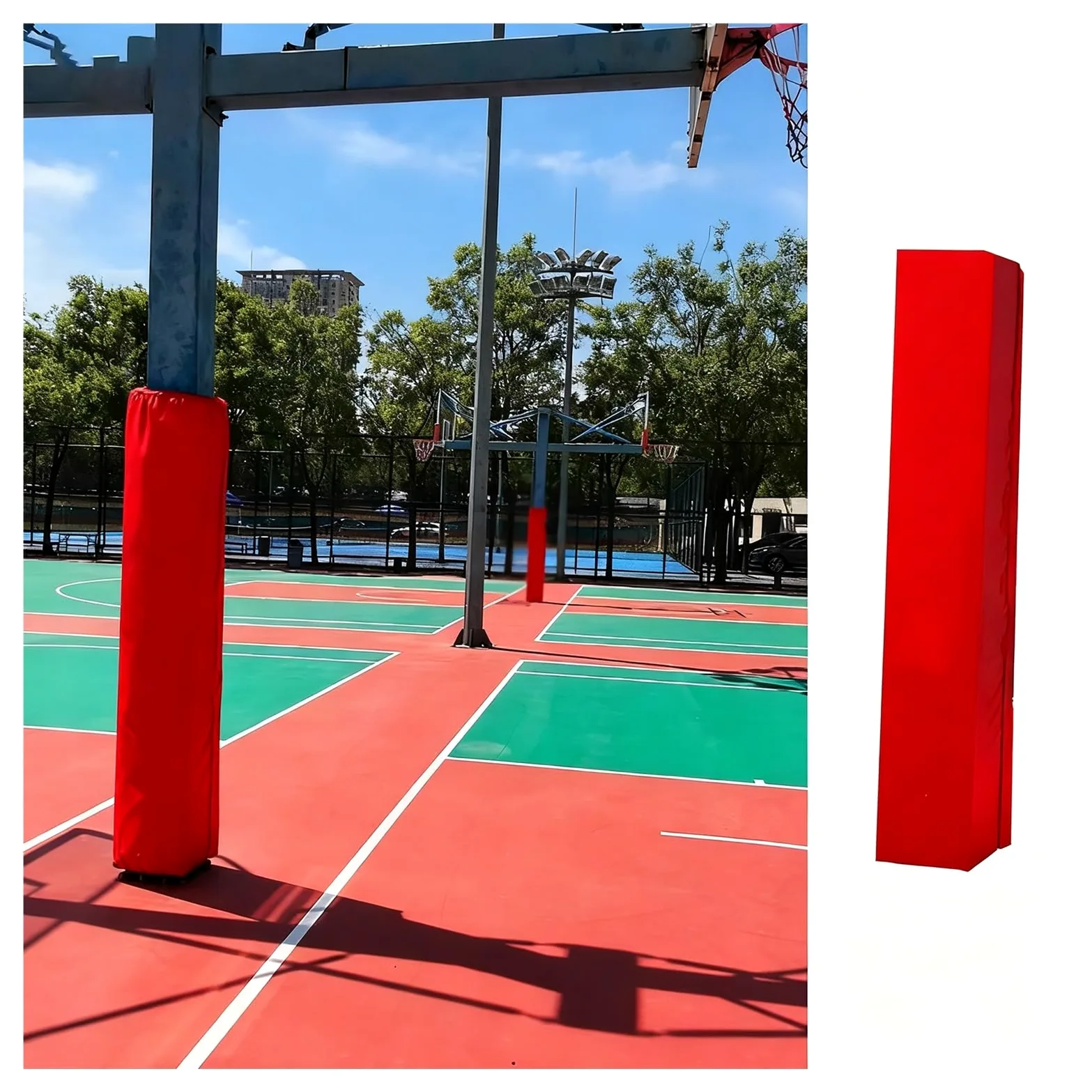 Acolchado cuadrado para envolver alrededor del poste de metal, protección de bastón de baloncesto al aire libre, aro de seguridad para todo tipo de clima, cubierta anticolisión para parque infantil