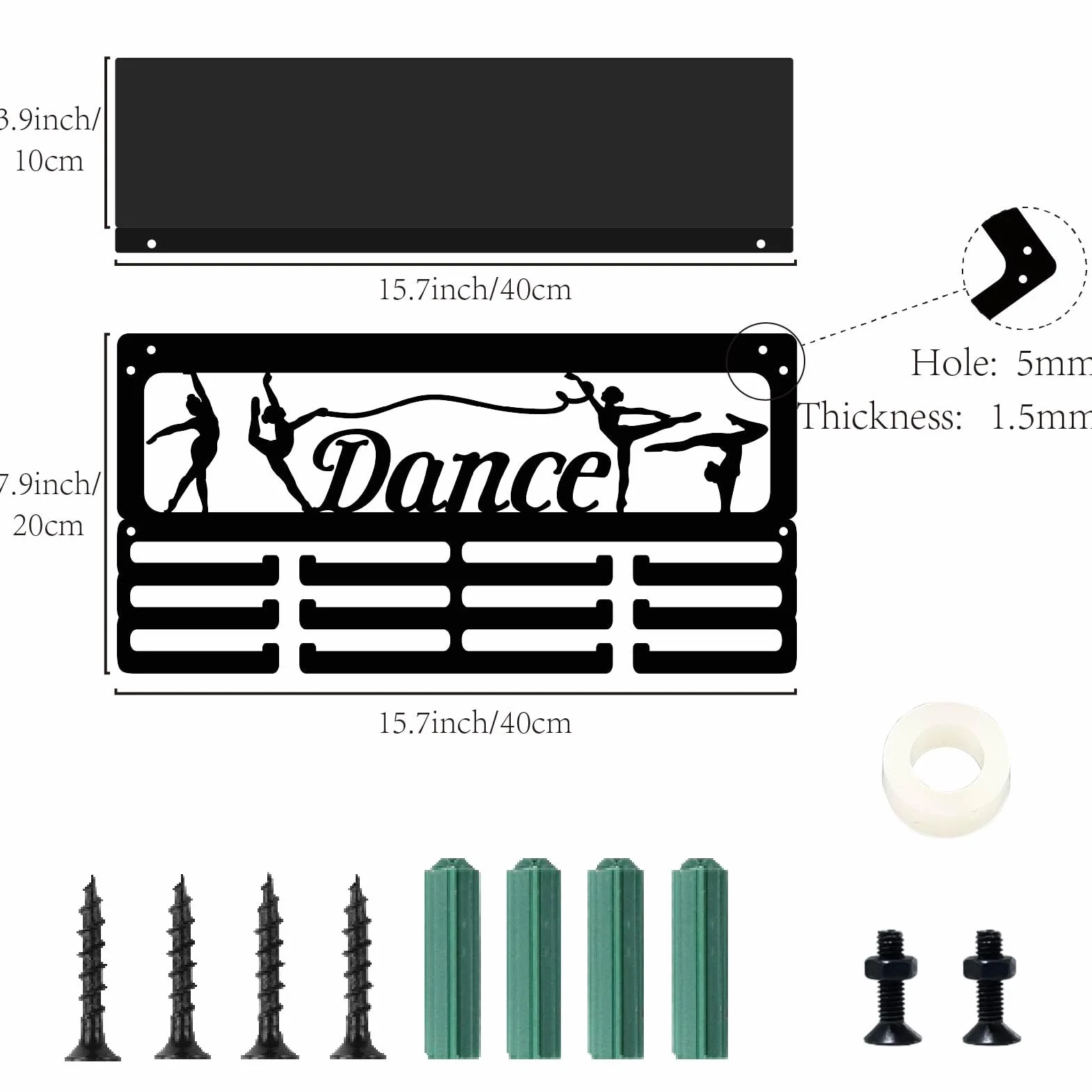 Soporte para Medallas de Baile, Estante Rectangular de Hierro, 3 Niveles, 60 Premios, Negro