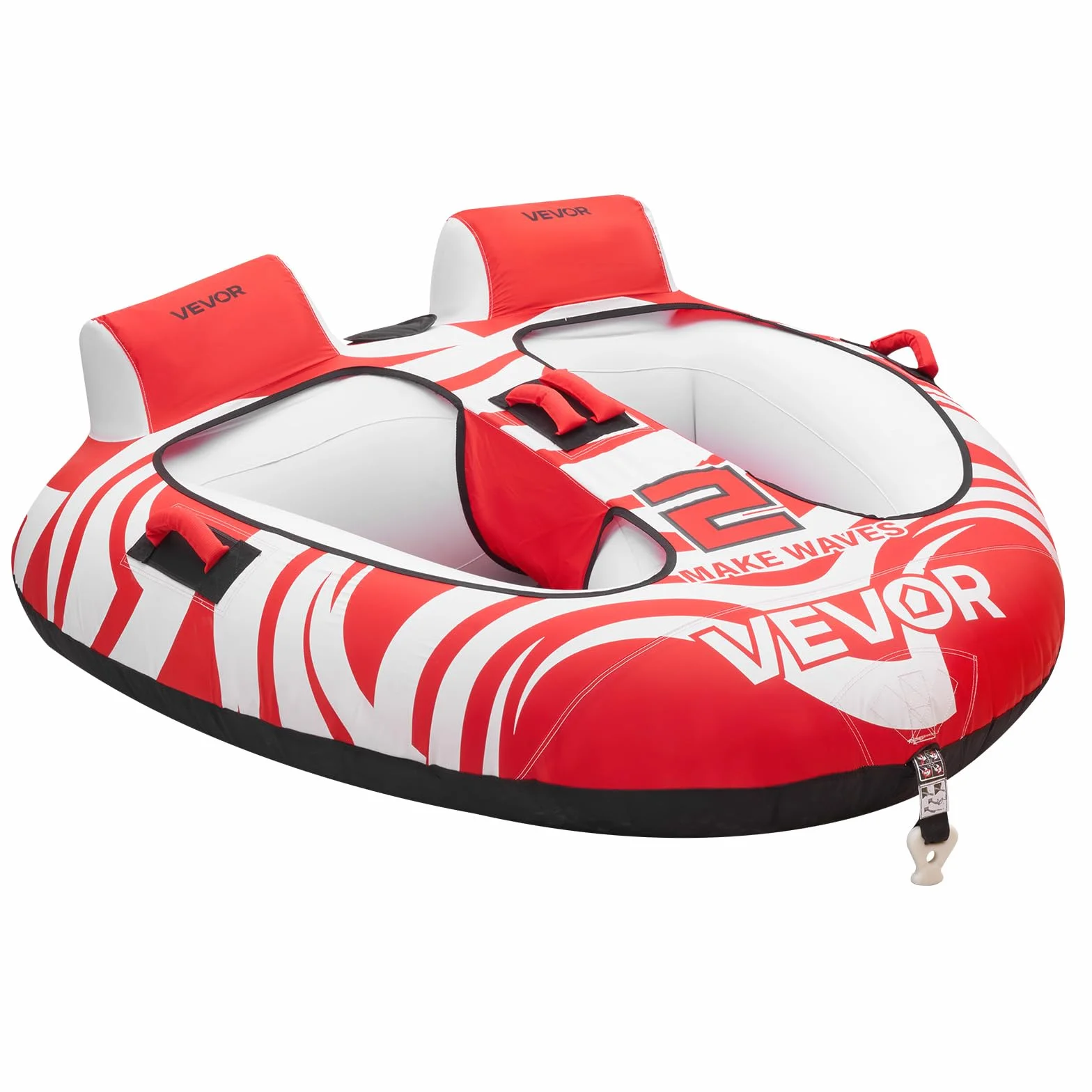 VEVOR Flotador de Arrastre Inflable para Deportes Acuáticos 163 x 160 x 56 cm, 2 Personas, 154 kg, Rojo