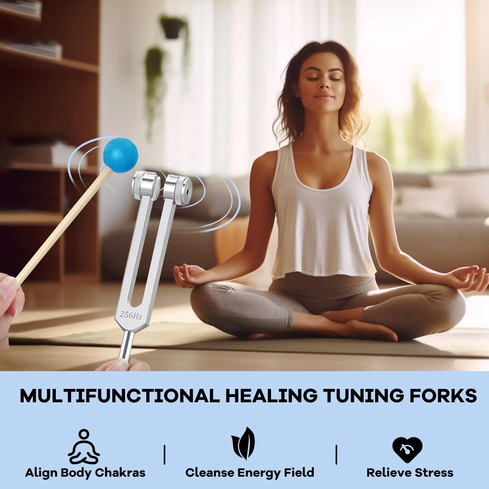Diapasones Terapeuticos 4 Piezas 128 Hz 256 Hz 512 Hz 1024 Hz Set para Terapia de Sonido Yoga