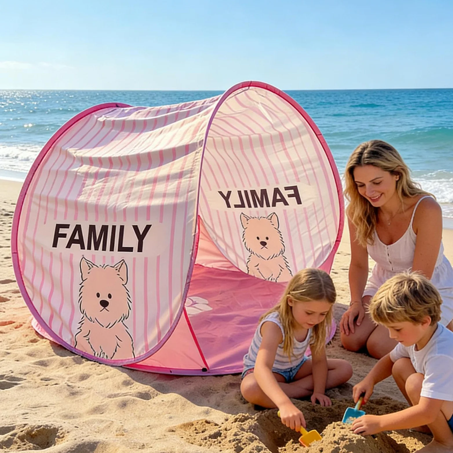 Tienda familiar, tienda de playa impermeable portátil con ventana – para camping, picnic, viaje, piscina, picnic, viaje, piscina, resort, playa, terraza